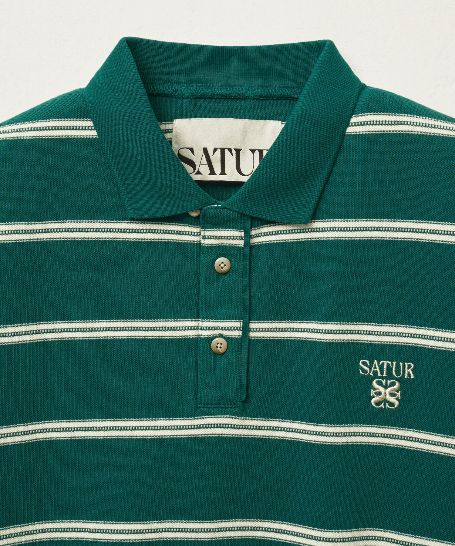 ★韓国の人気★【SATUR】★Stripe Pique Polo Long Sleev.e★ MUSINSA公式 | SATUR (W) Striped Pique Polo Long Sleeve Navy