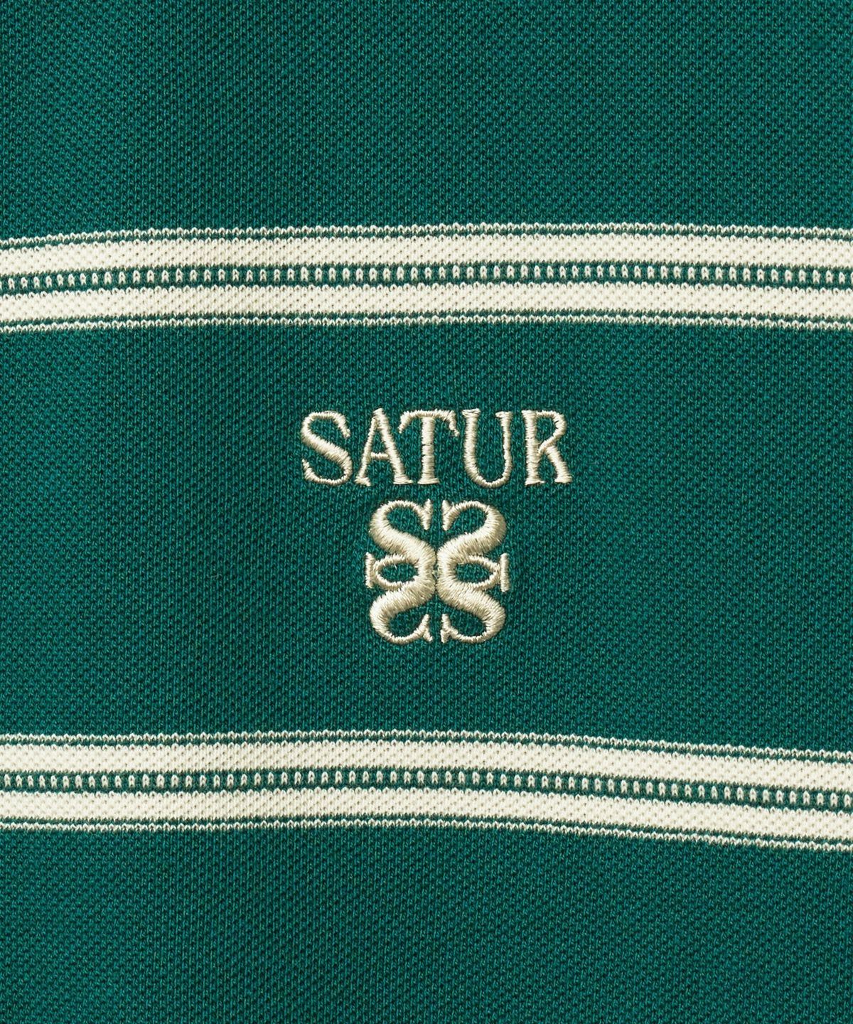 세터(SATUR) 스트라이프 피케 폴로 반팔 티셔츠 딥 그린