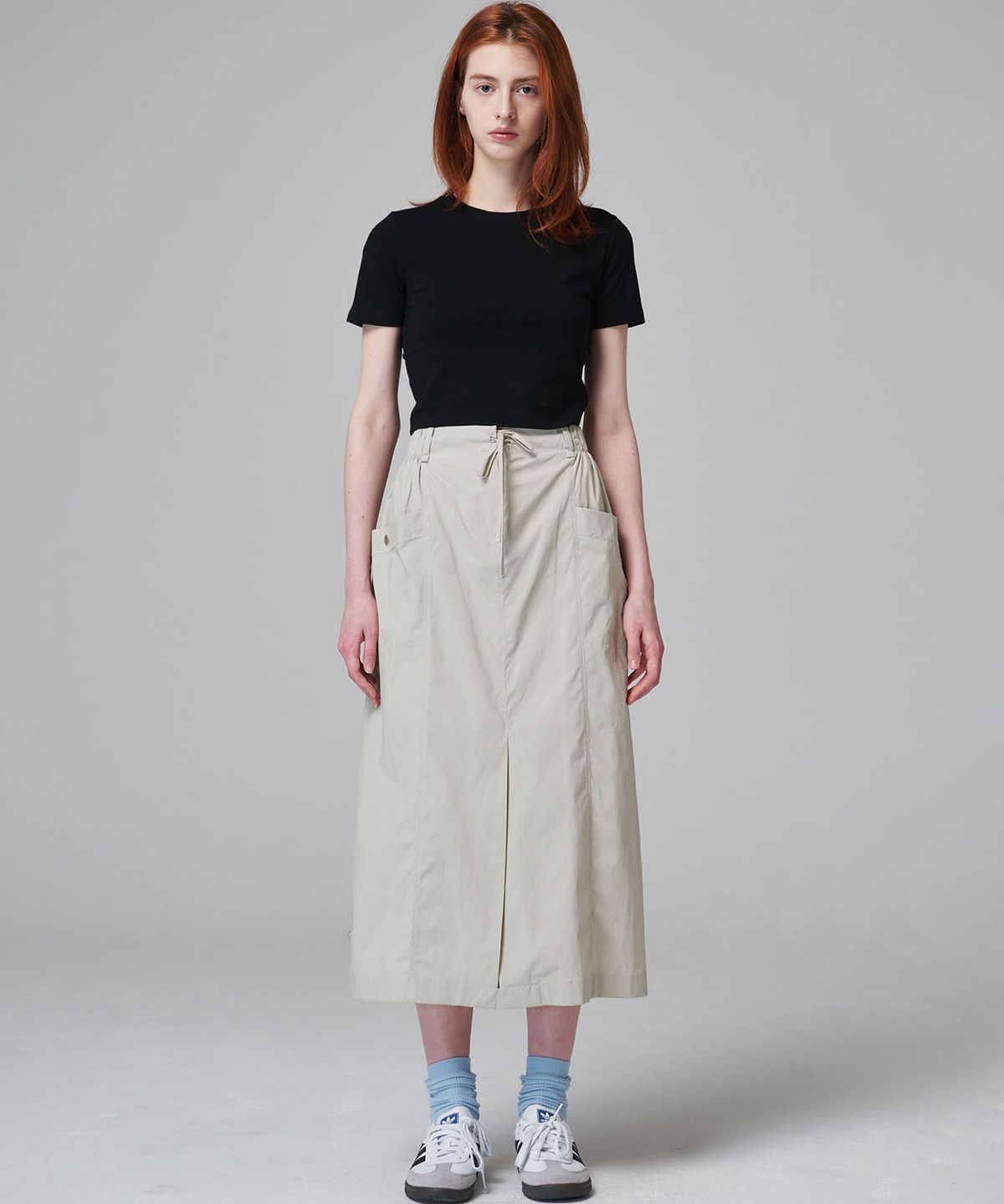 마롭(MALOUPE) 3105 나일론 스커트 (베이지)