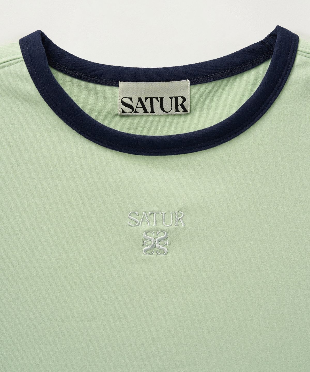 세터(SATUR) (W) 아페로 크롭 링거 반팔 티셔츠 민트