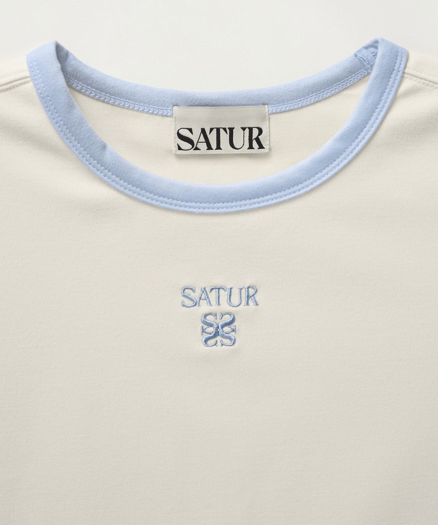 ★SATUR★ W Apero Crop Ringer Short Sleeve T-Shirt White MUSINSA | SATUR (W) Apero Crop Ringer Short Sleeve T-Shirt Cream