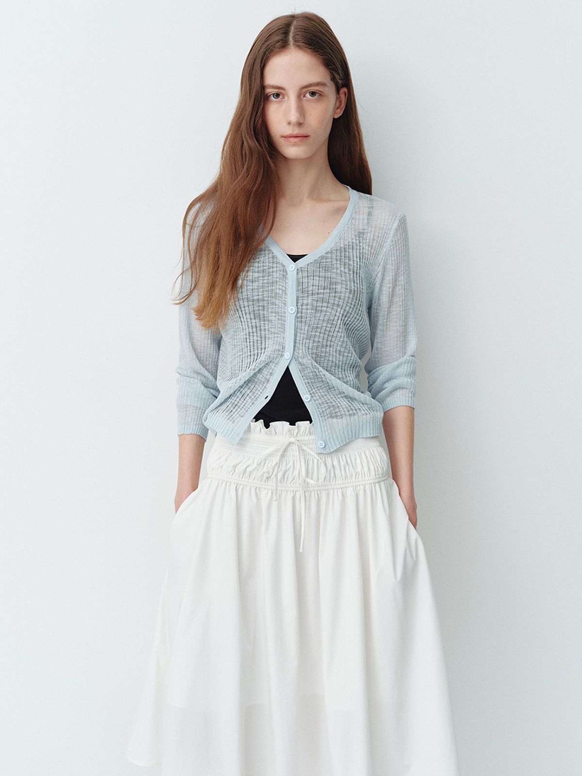 헌치(HUNCH) Linen Soft See-Through Knit Cardigan (2color)