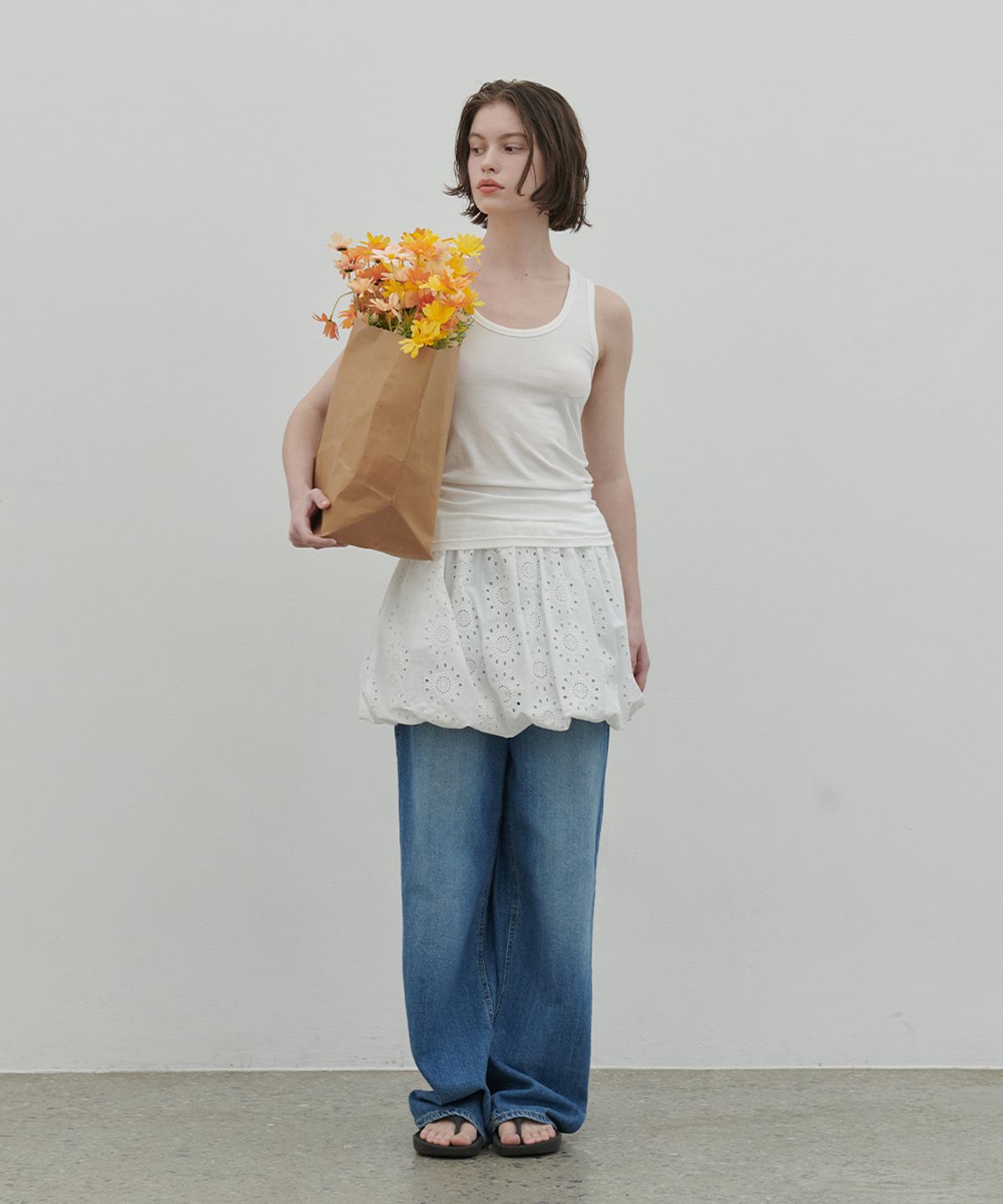 320쇼룸(320SHOWROOM) Bloomie Two-Way Punching Skirt Ivory