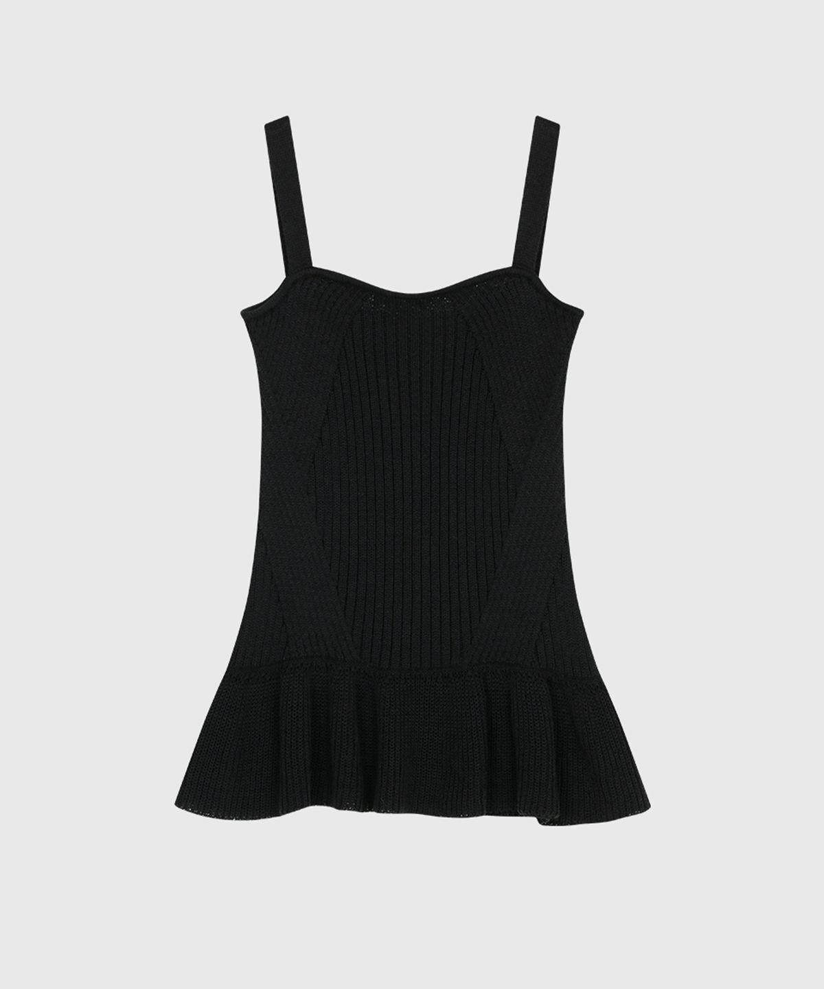 룩캐스트(LOOKAST) 베니 슬리브리스 플레어 니트 탑_블랙 / BENNY SLEEVELESS FLARE KNIT TOP_BLACK