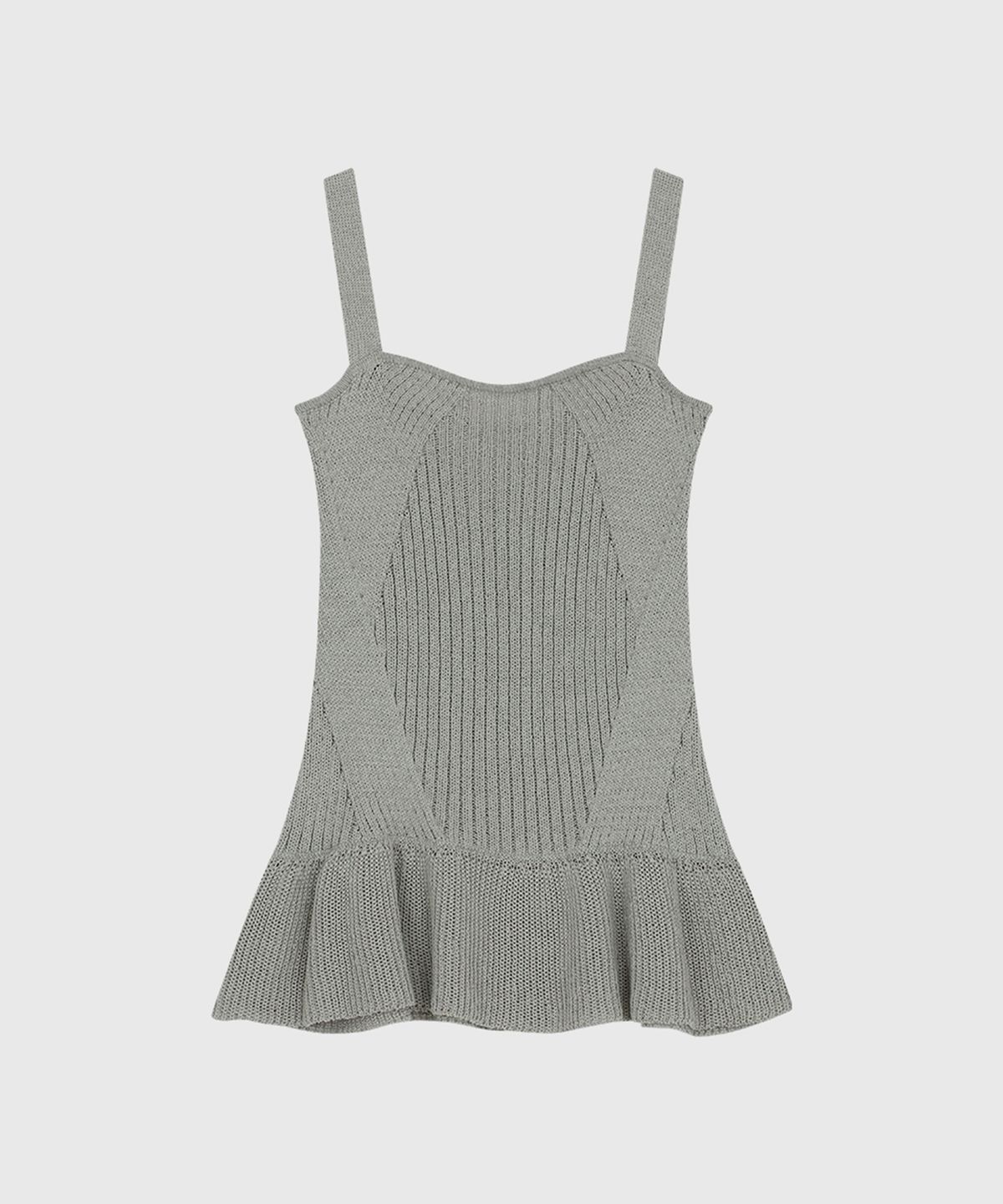룩캐스트(LOOKAST) 베니 슬리브리스 플레어 니트 탑_그레이 / BENNY SLEEVELESS FLARE KNIT TOP_GREY