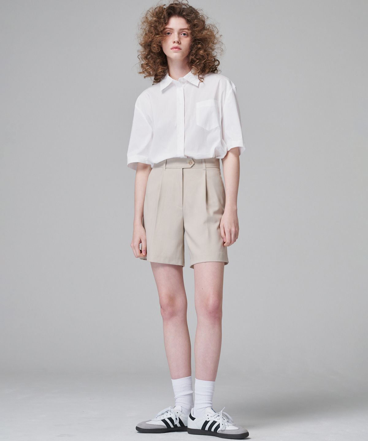 마롭(MALOUPE) 2205 썸머 원턱 하프팬츠 (베이지)