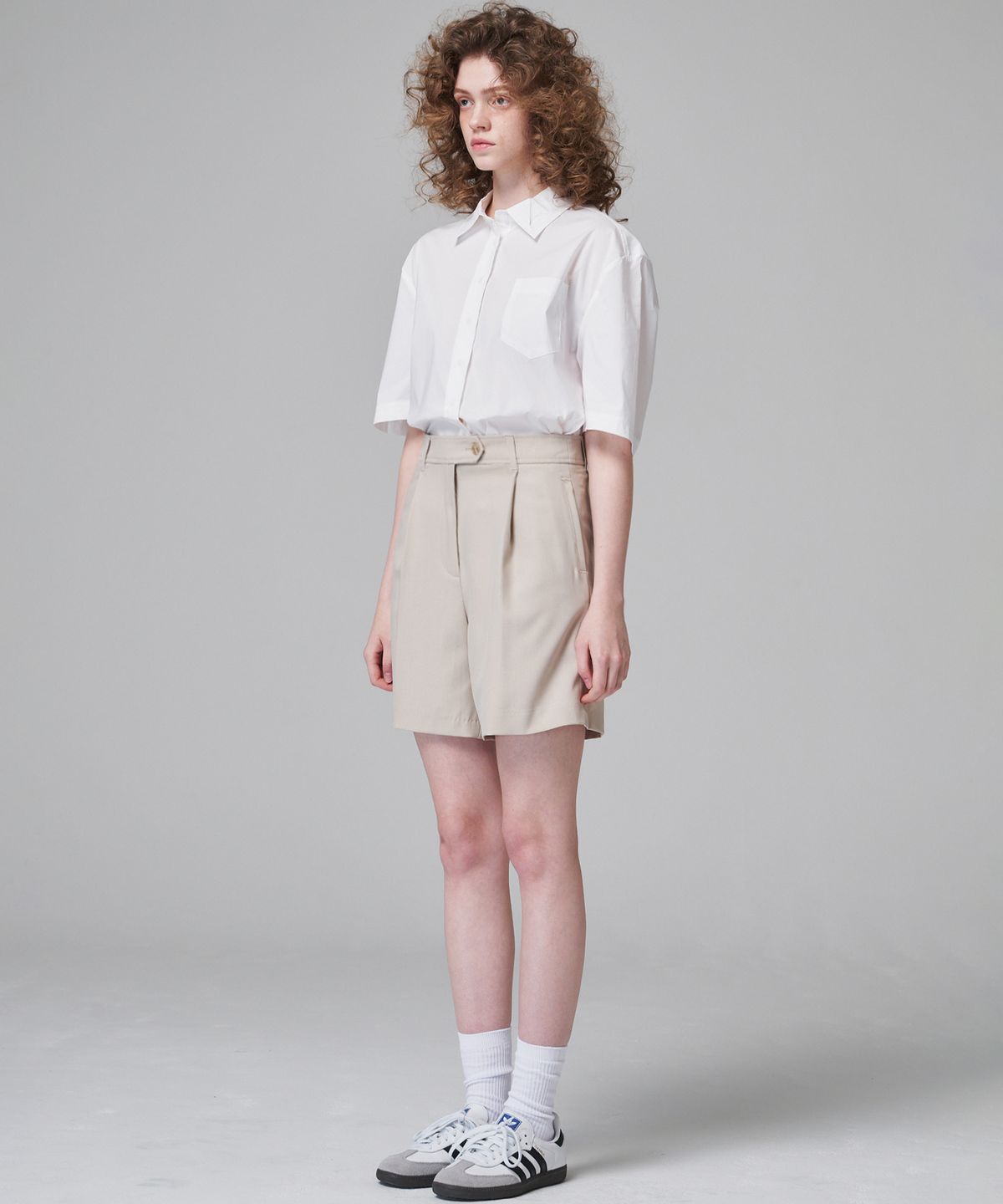 마롭(MALOUPE) 2205 썸머 원턱 하프팬츠 (베이지)