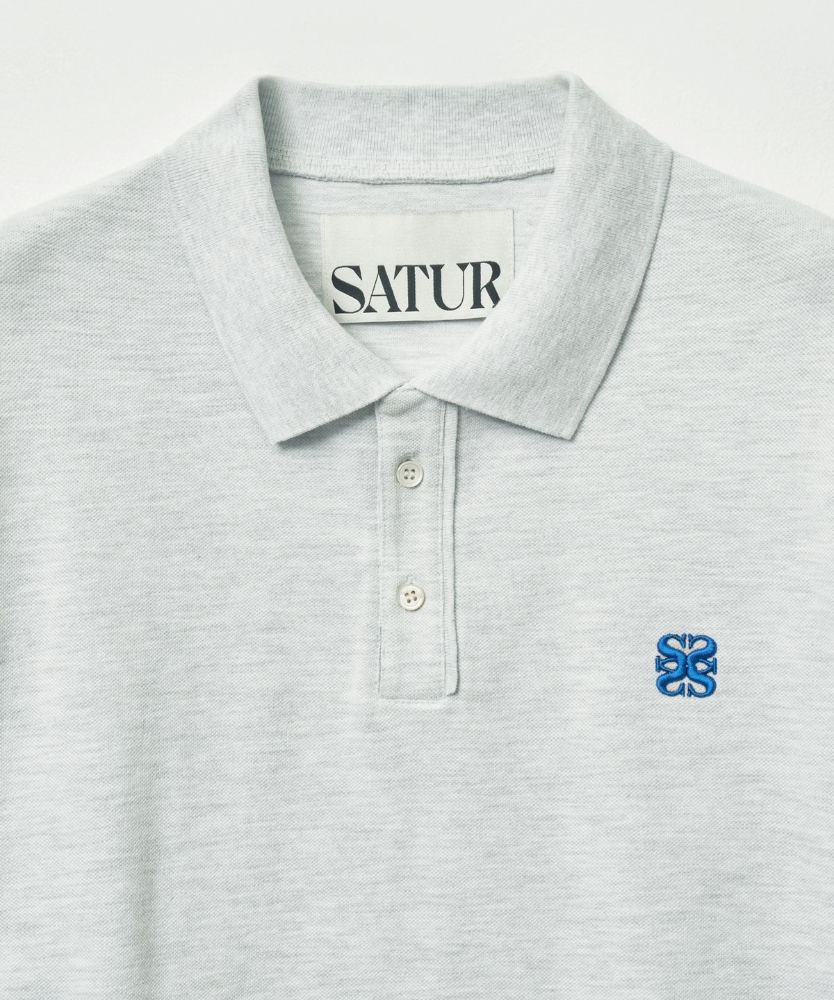 세터(SATUR) 베이직 피케 폴로 반팔 티셔츠 멜란지 화이트