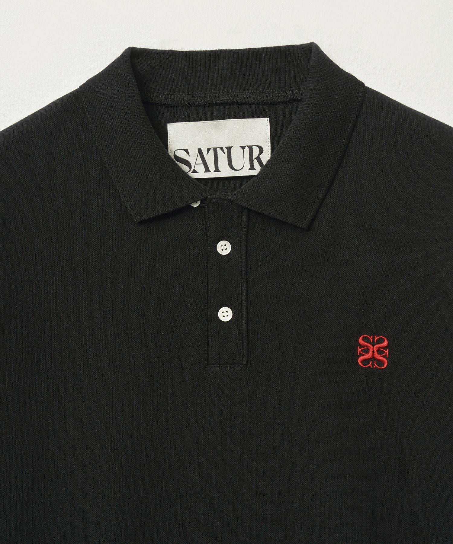 MUSINSA公式 | SATUR Basic Pique Polo Short Sleeve T-Shirt Black