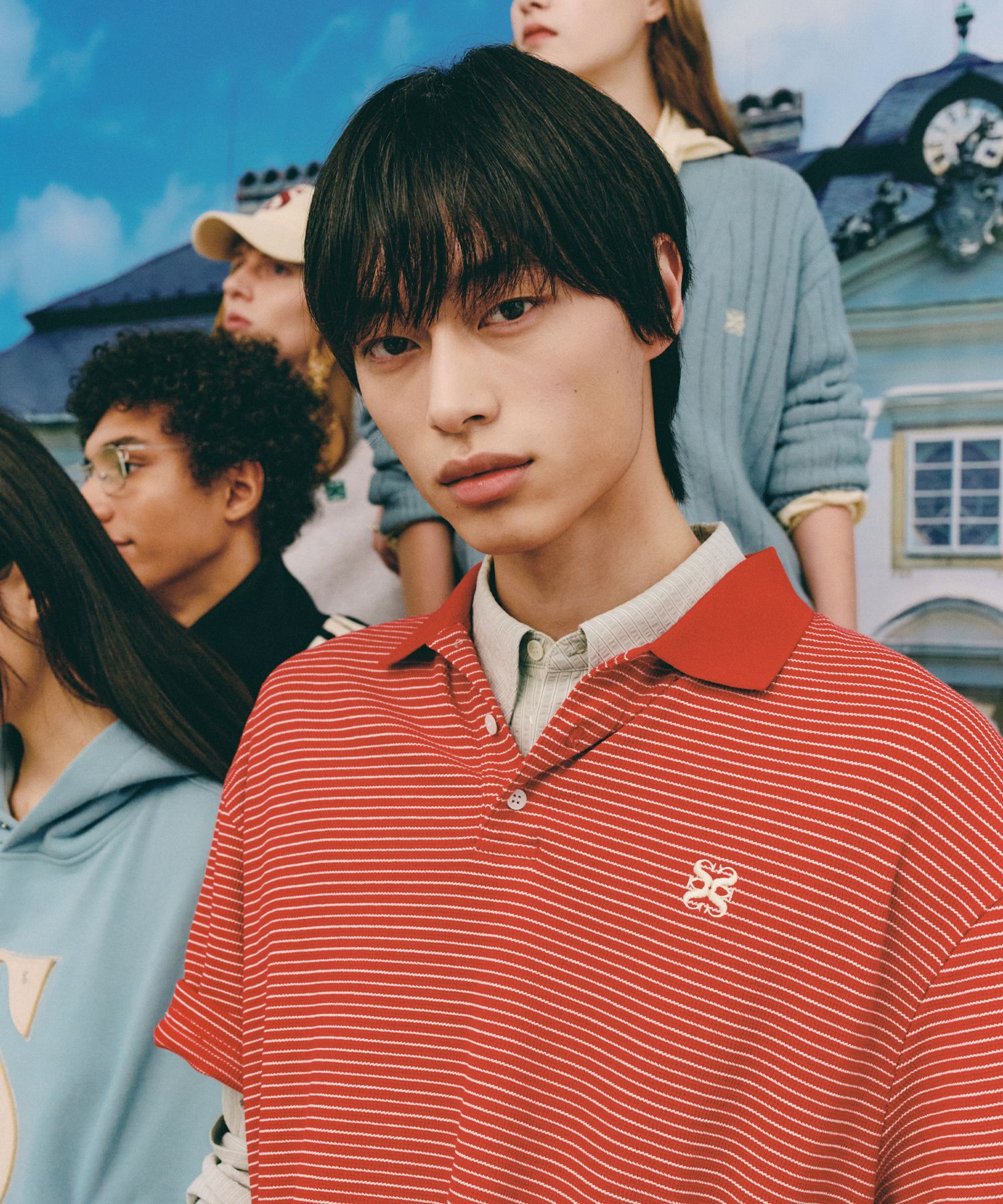 ポロシャツ SATUR Striped collar short sleeve t-shirt red SA252UTS15RD MUSINSA | SATUR Striped collar short sleeve t-shirt red