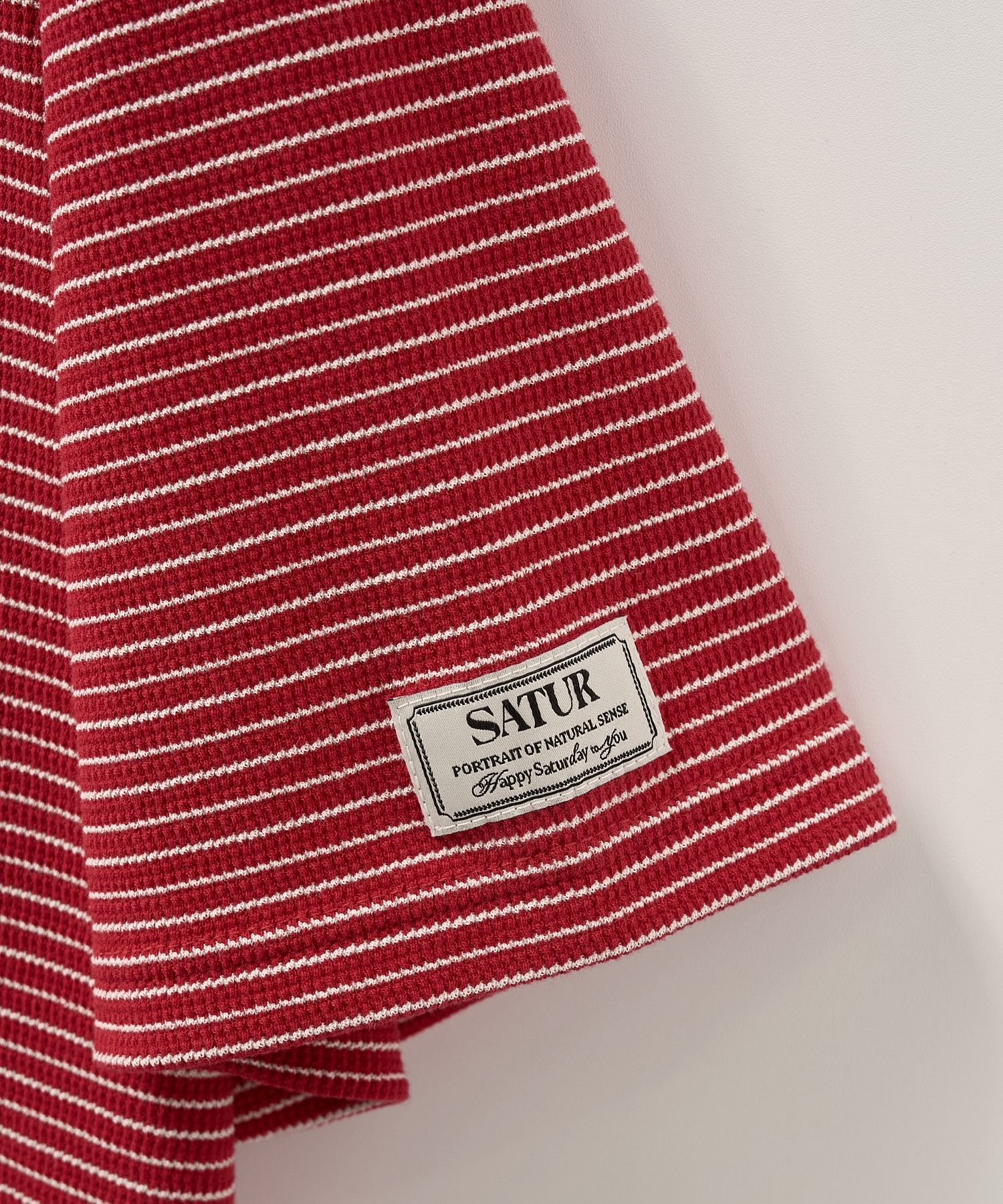 MUSINSA公式 | SATUR Striped collar short sleeve t-shirt red