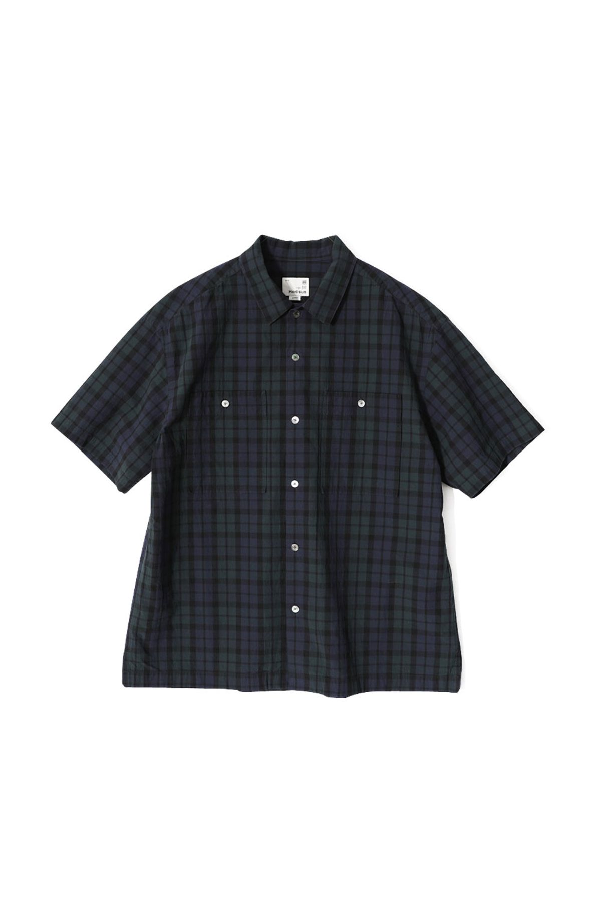 홀리선(HORLISUN) Joshua TD check Open Collar Shirt Green Black