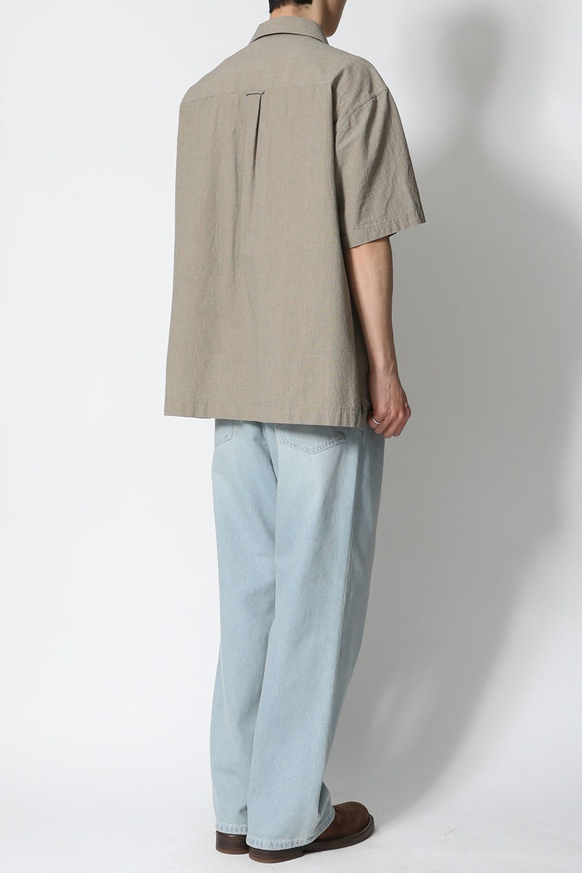 홀리선(HORLISUN) Joshua TD check Open Collar Shirt Beige