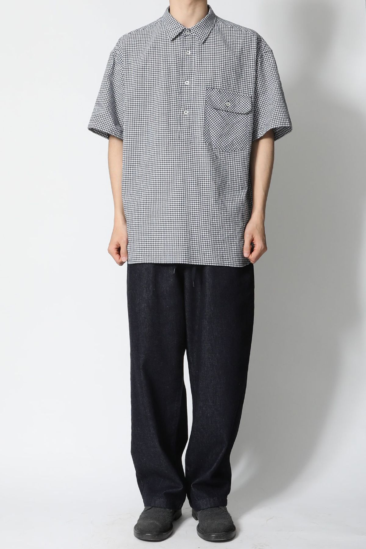 홀리선(HORLISUN) Ophir Gingham Check Pullover Shirt Navy