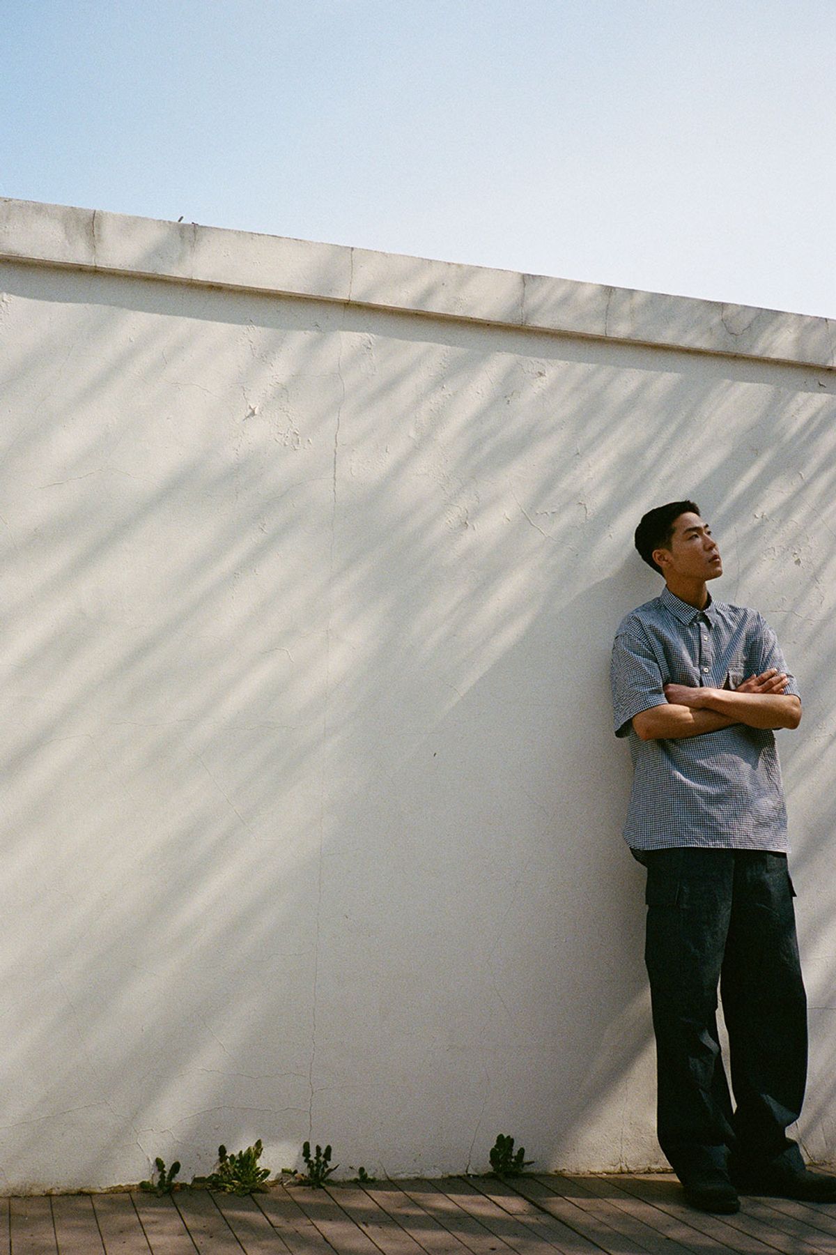 홀리선(HORLISUN) Ophir Windowpane Check Pullover Shirt Blue