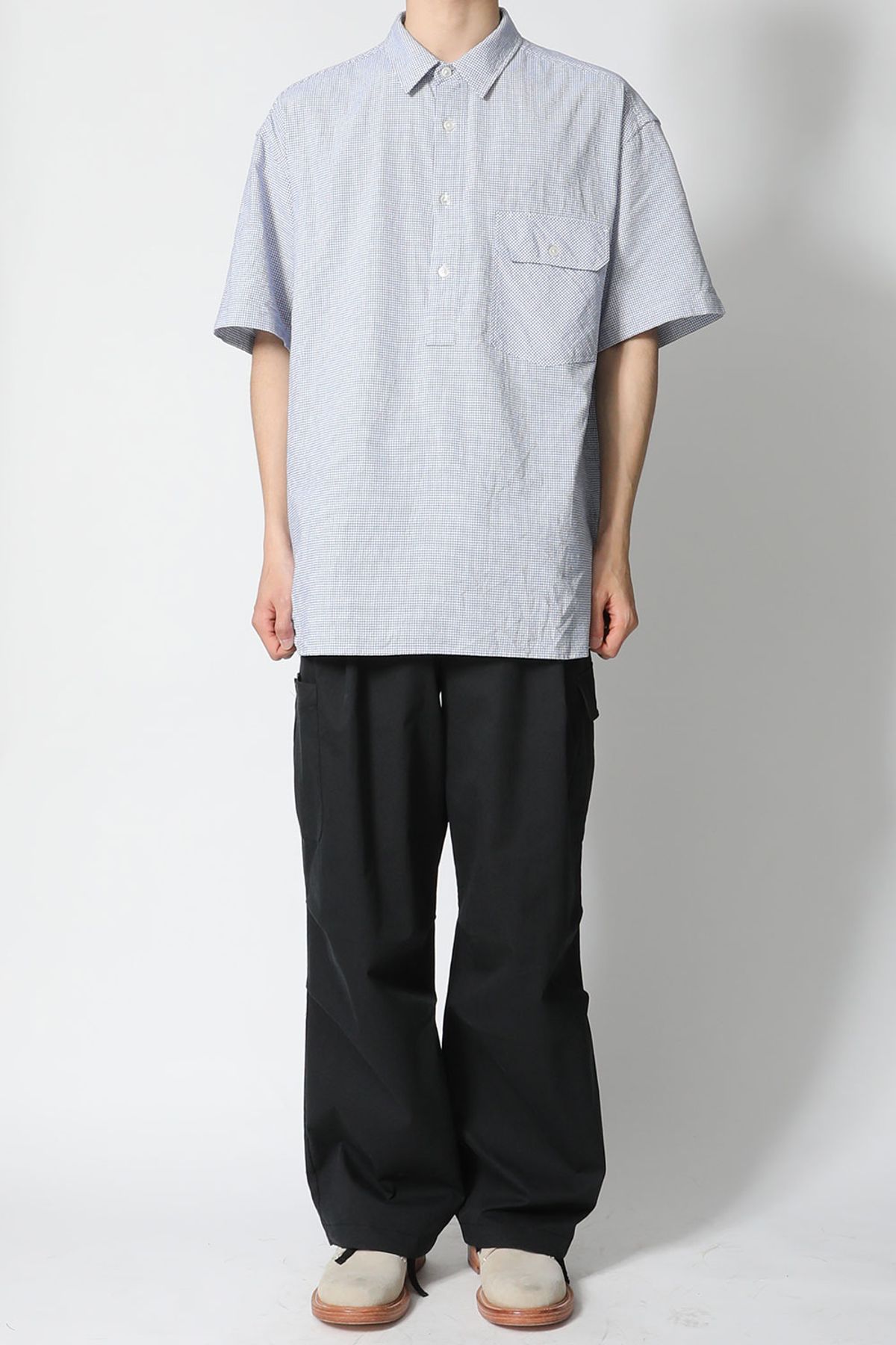 홀리선(HORLISUN) Ophir Windowpane Check Pullover Shirt Blue