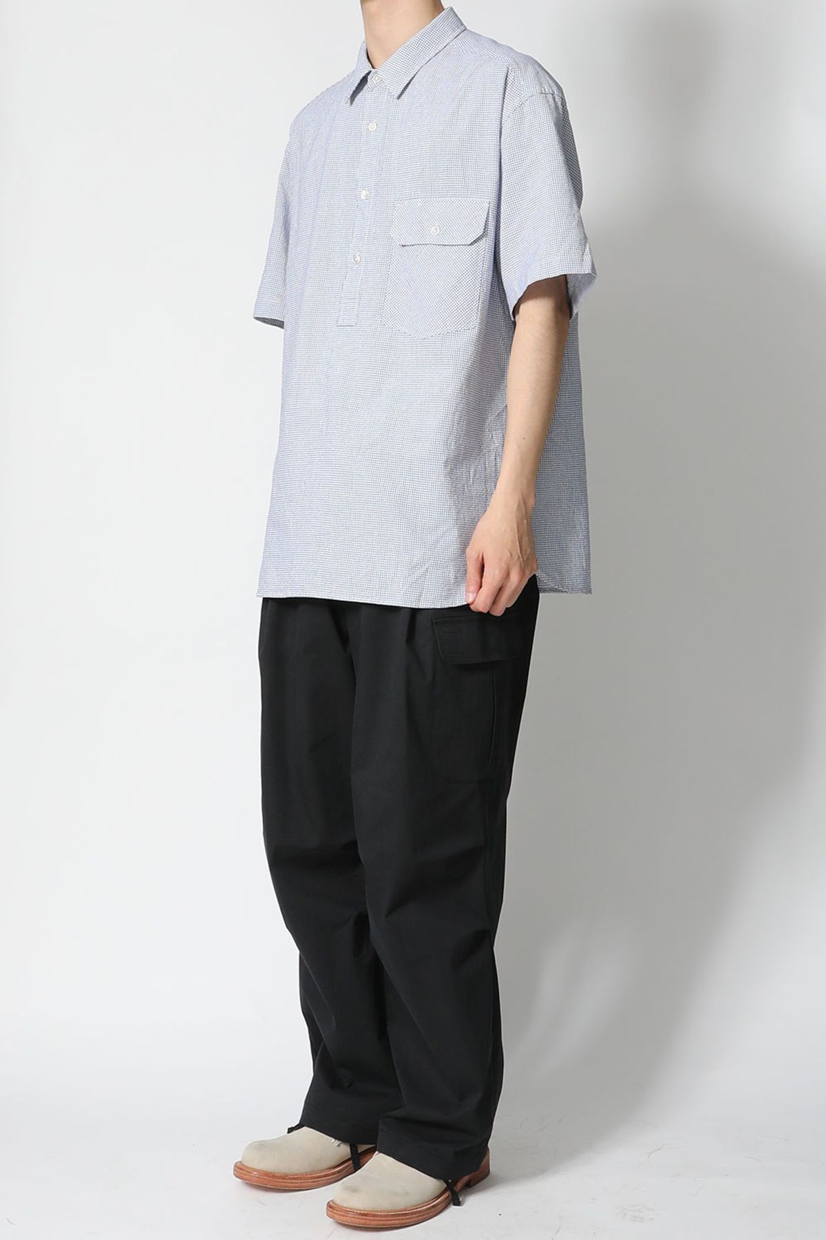 홀리선(HORLISUN) Ophir Windowpane Check Pullover Shirt Blue