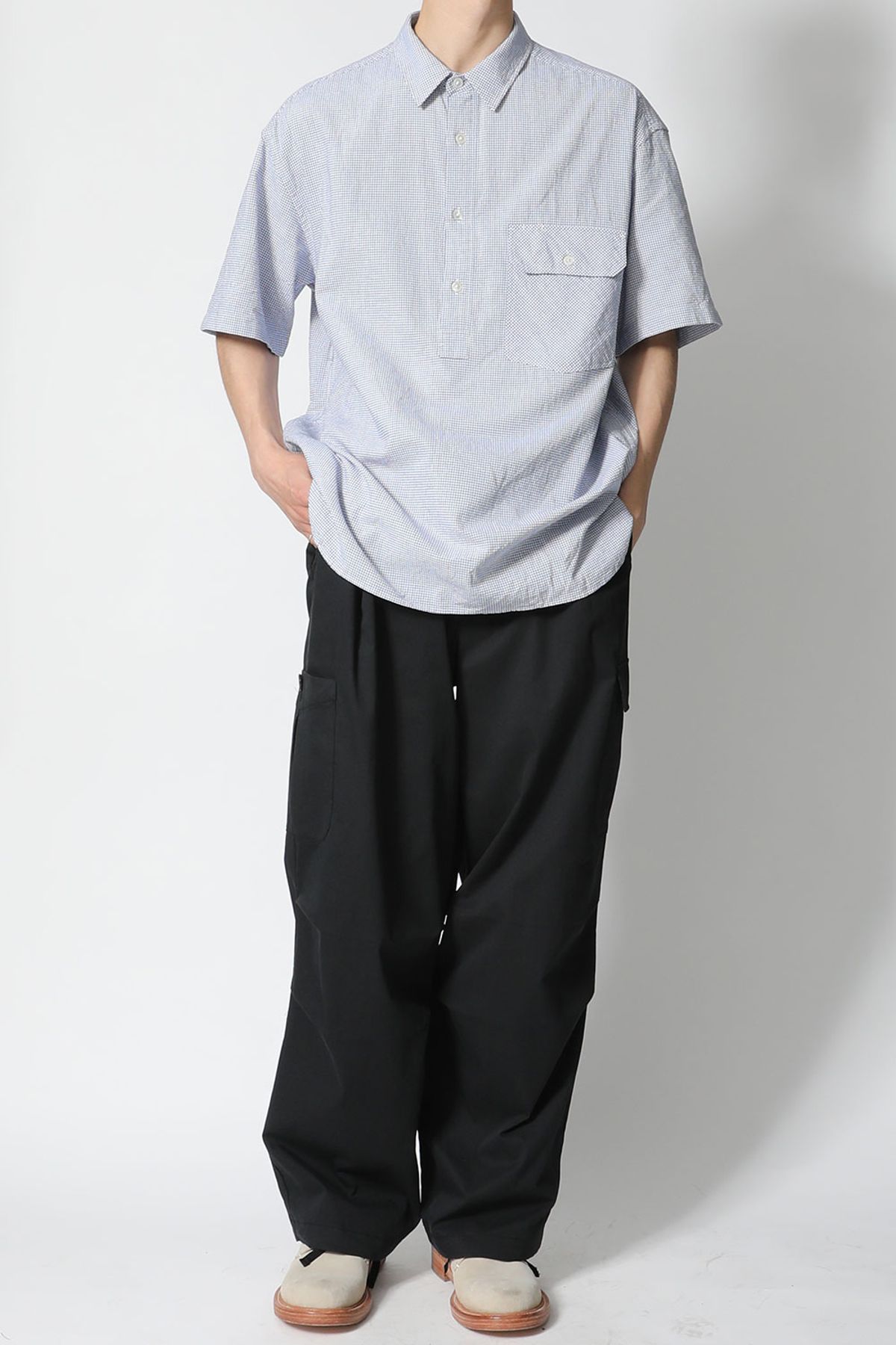 홀리선(HORLISUN) Ophir Windowpane Check Pullover Shirt Blue