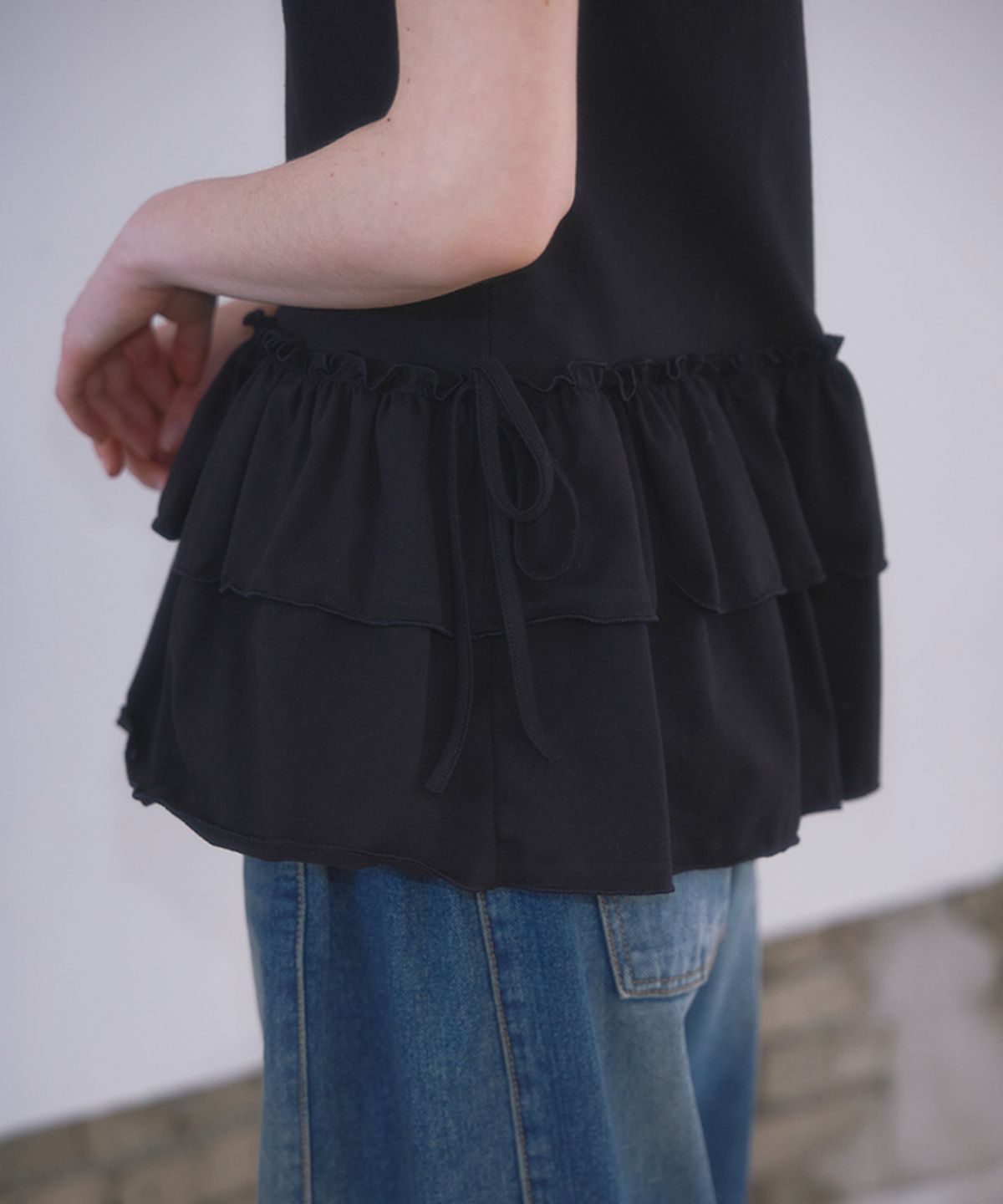 로제프란츠(ROSEFRANTZ) Cancan Layered T-shirt [Black]