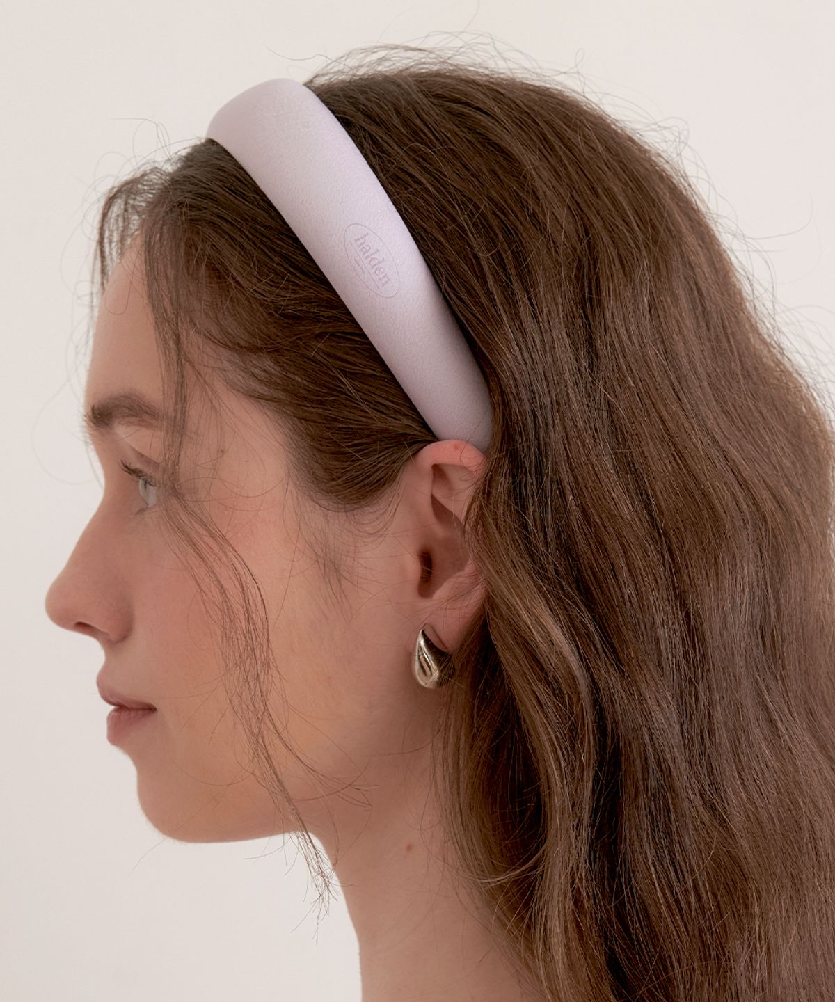 할렌(HALDEN) emboss logo satin hairband (H001_lightpurple)