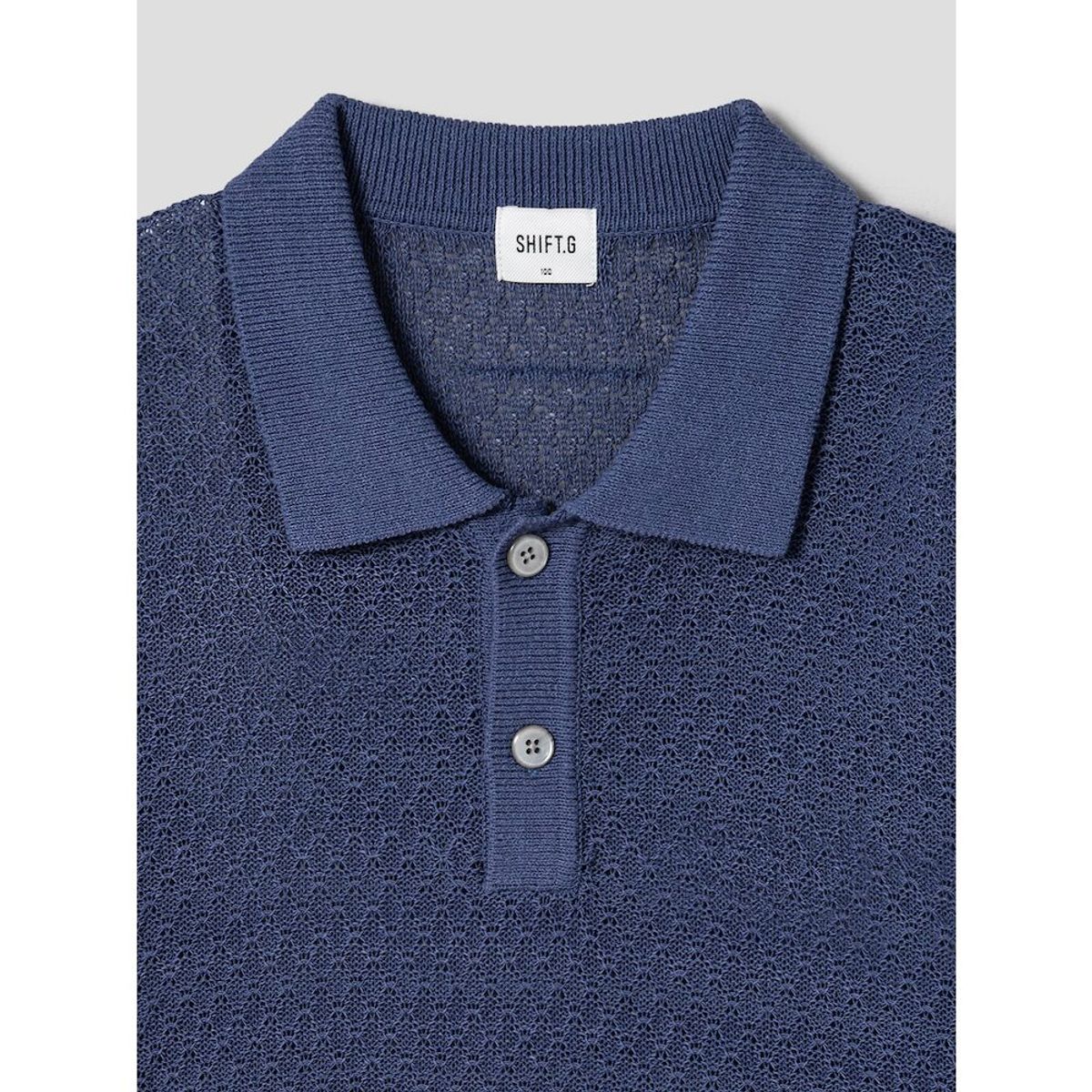 시프트지(SHIFT.G) Paper Yarn Texture Polo  Blue