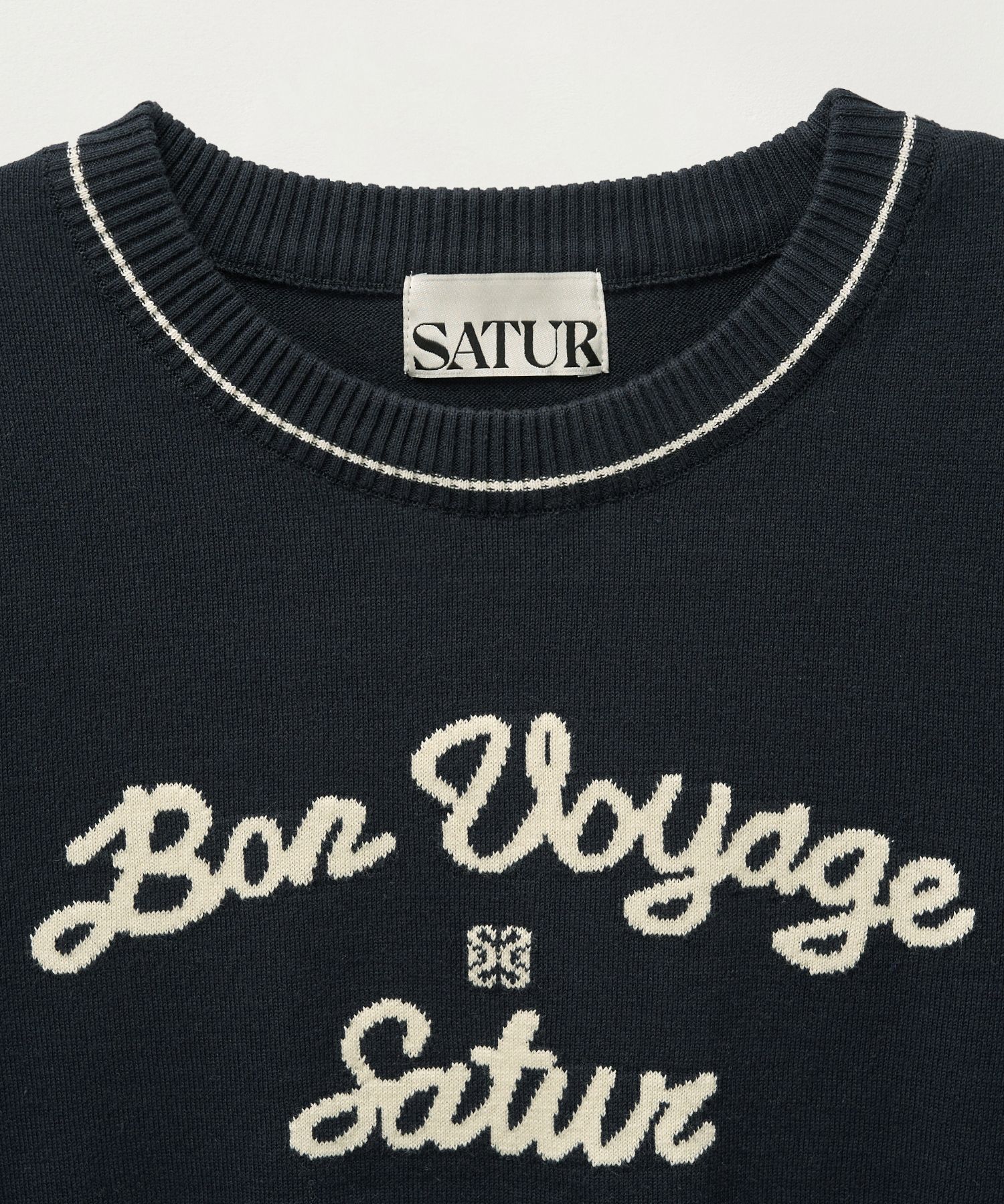 ◆SATUR◆ Bon Voyage Boucle Brushed Sweatshirt Navy SA244UTM SATUR | 세터 | 본 보야지 부클 기모 스웨트셔츠 네이비