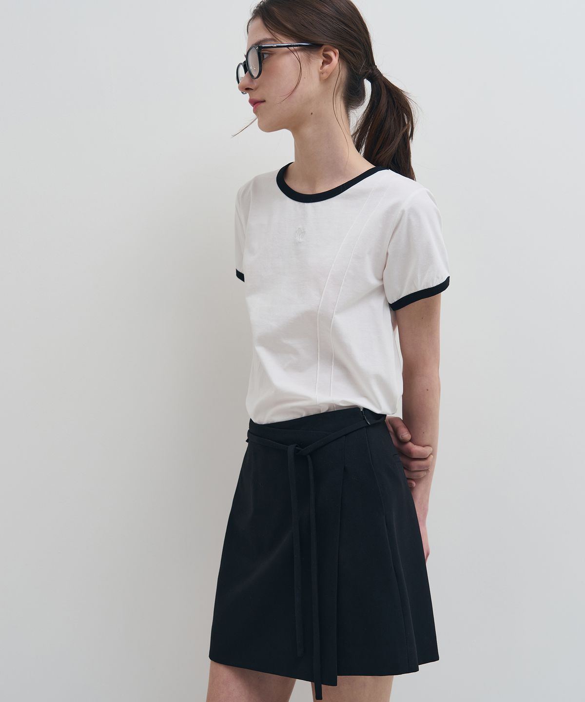 드로우핏 우먼(DRAWFIT WOMEN) 더블 핀턱 링거 티셔츠 [L.BLUE]