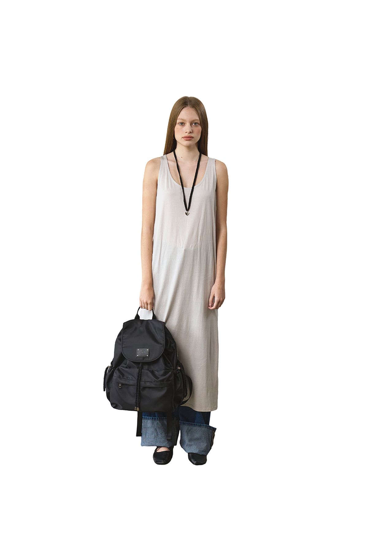 무르(MUR) Fluffy String Backpack (recycle nylon black)