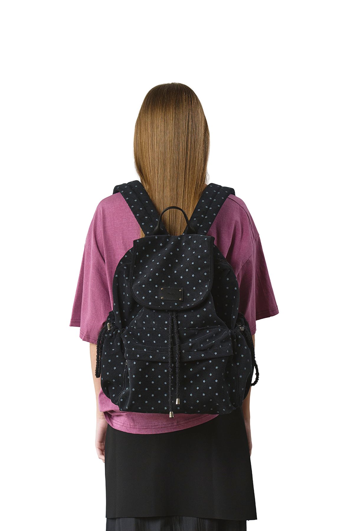 무르(MUR) Fluffy String Backpack (star black)