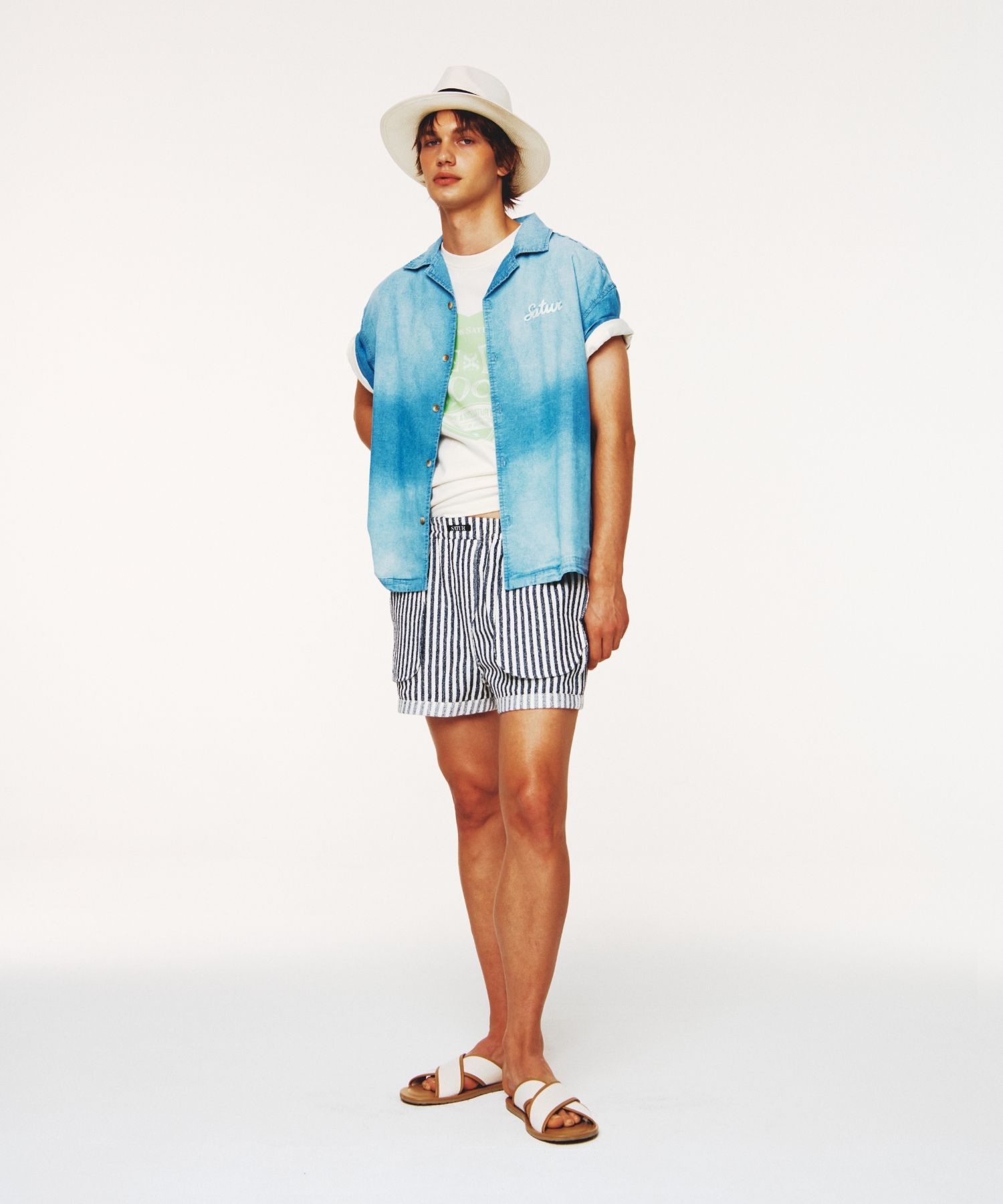 MUSINSA | SATUR Bon Voyage Denim Shirt Light Blue