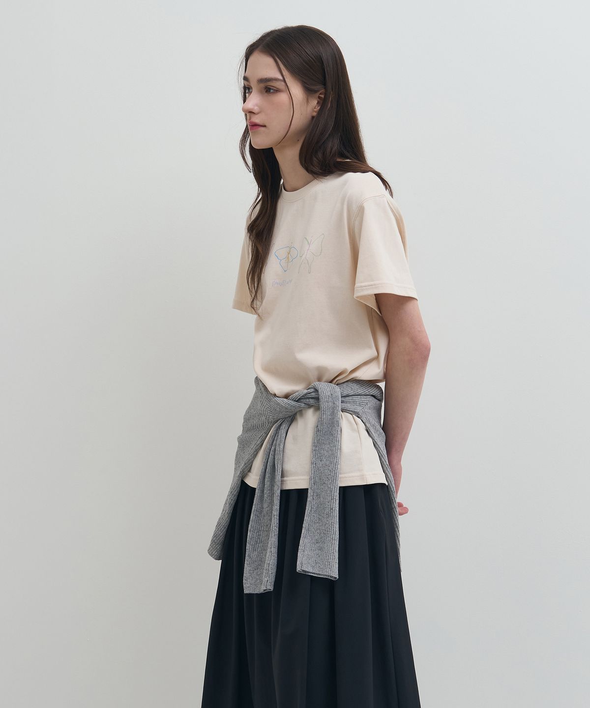 드로우핏 우먼(DRAWFIT WOMEN) 수피마 실켓 프시케 그래픽 티셔츠 [CREAM]