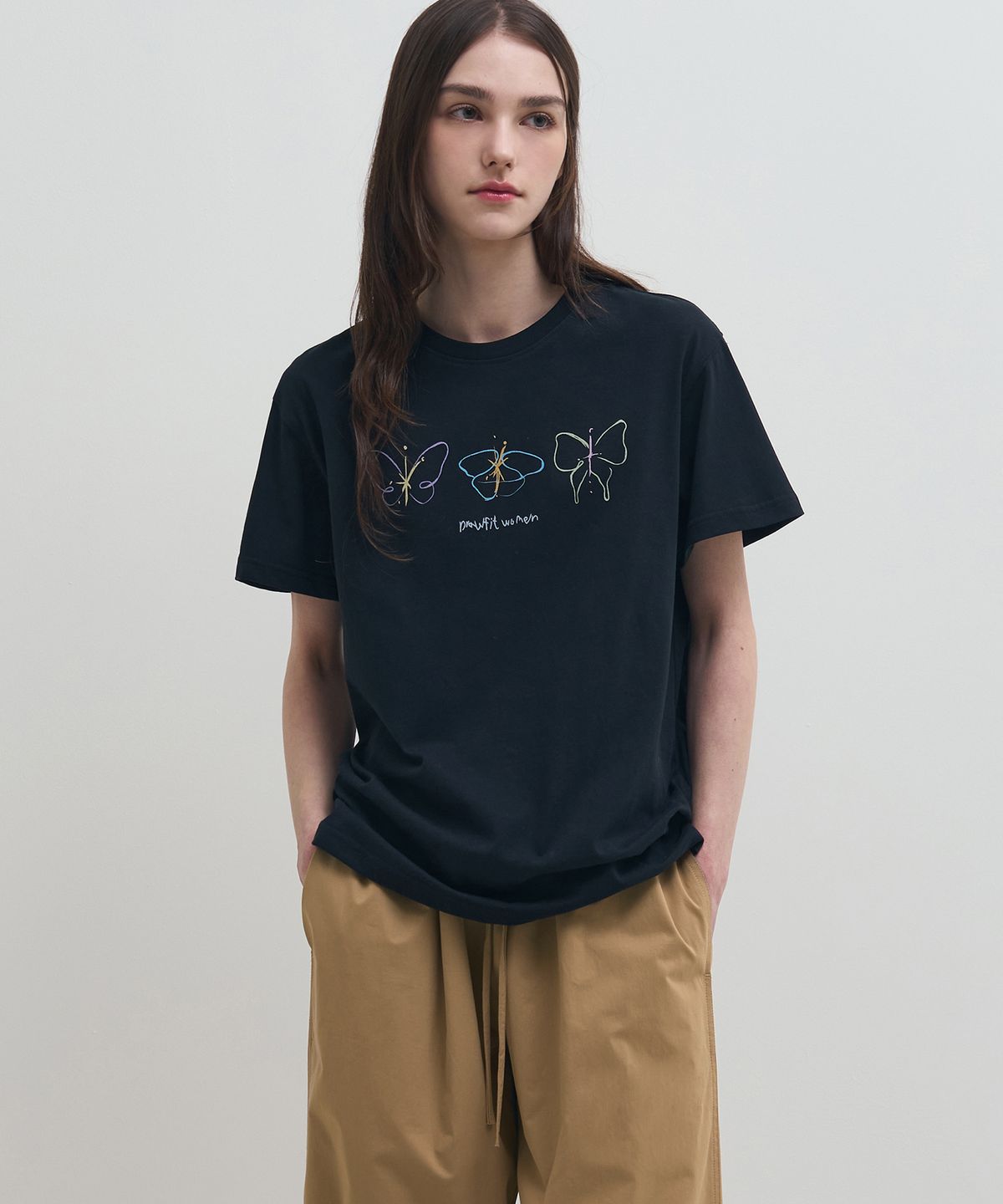 드로우핏 우먼(DRAWFIT WOMEN) 수피마 실켓 프시케 그래픽 티셔츠 [BLACK]