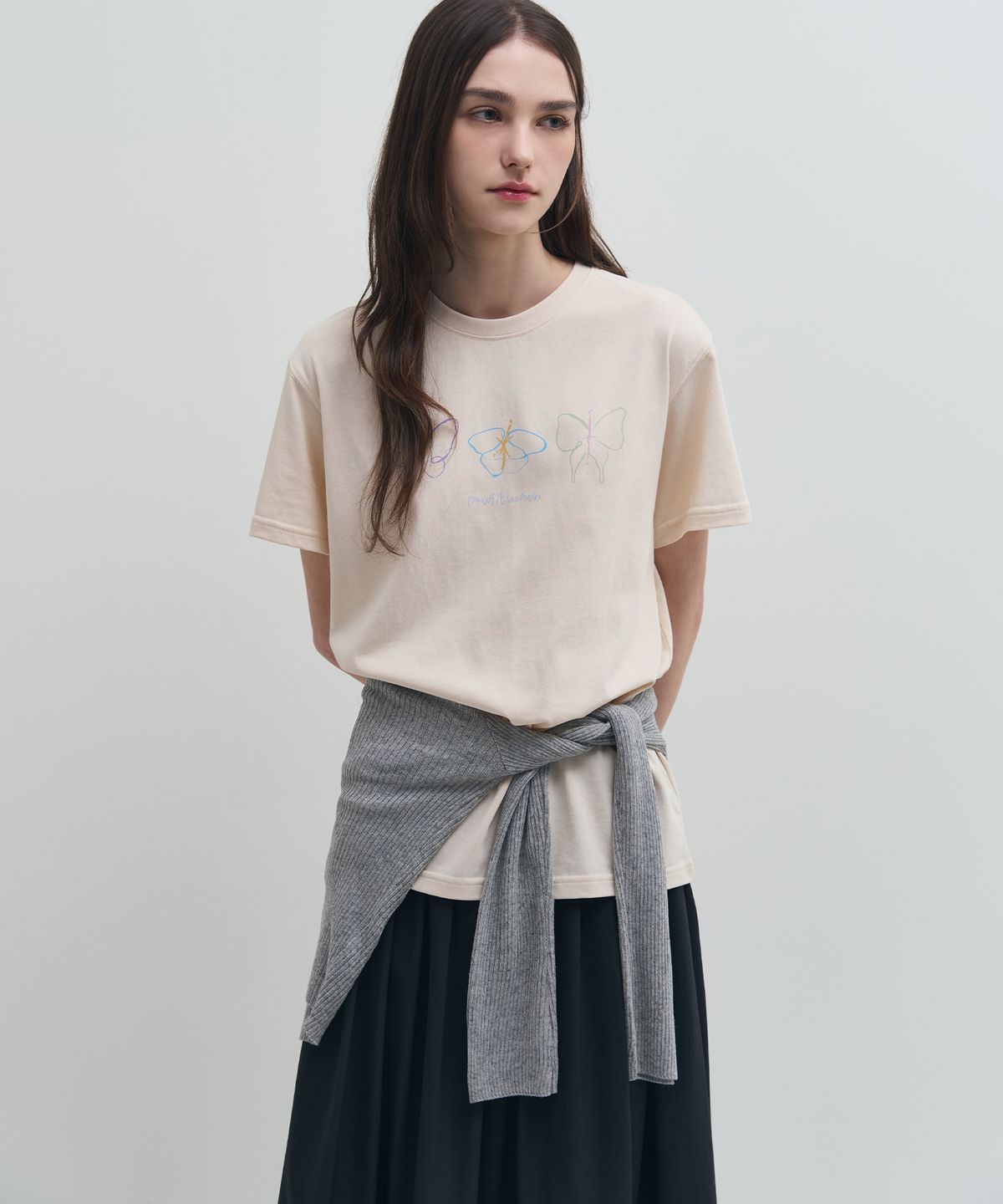 드로우핏 우먼(DRAWFIT WOMEN) 수피마 실켓 프시케 그래픽 티셔츠 [BLACK]