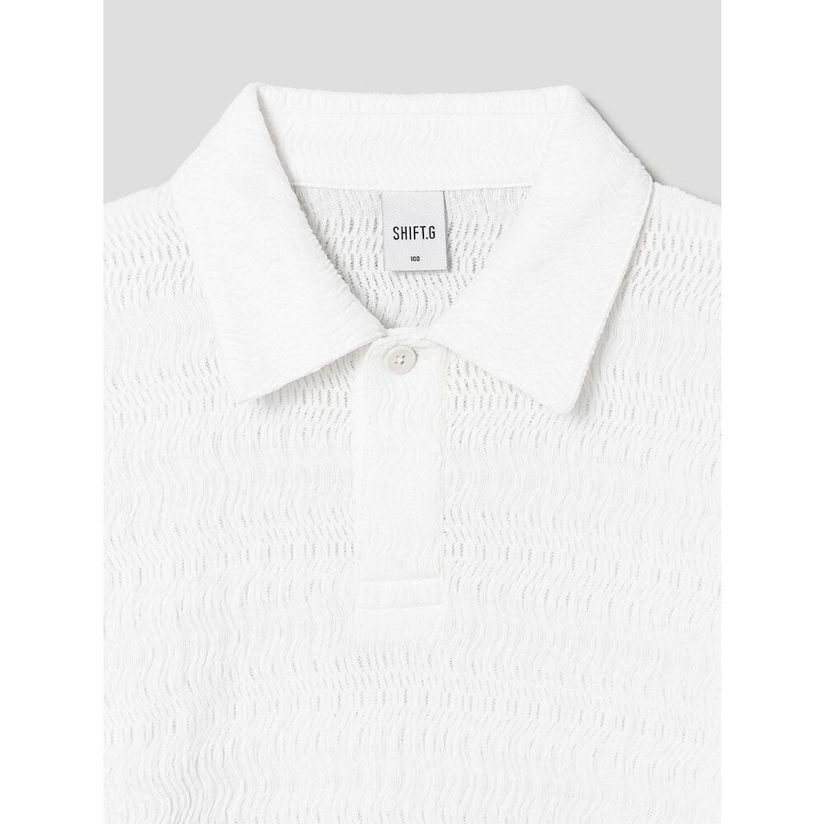 시프트지(SHIFT.G) Wave Texture Polo  White