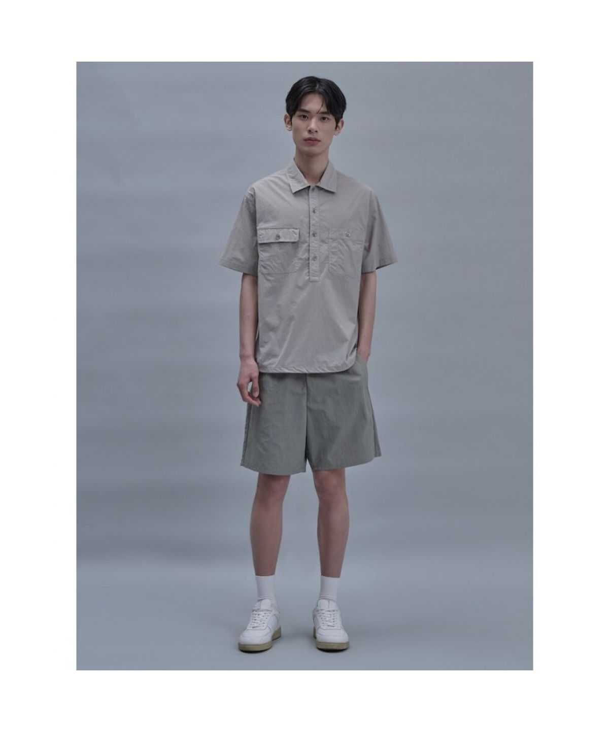 시프트지(SHIFT.G) Nylon Cotton PullOver Cloud Shirts  Light Grey