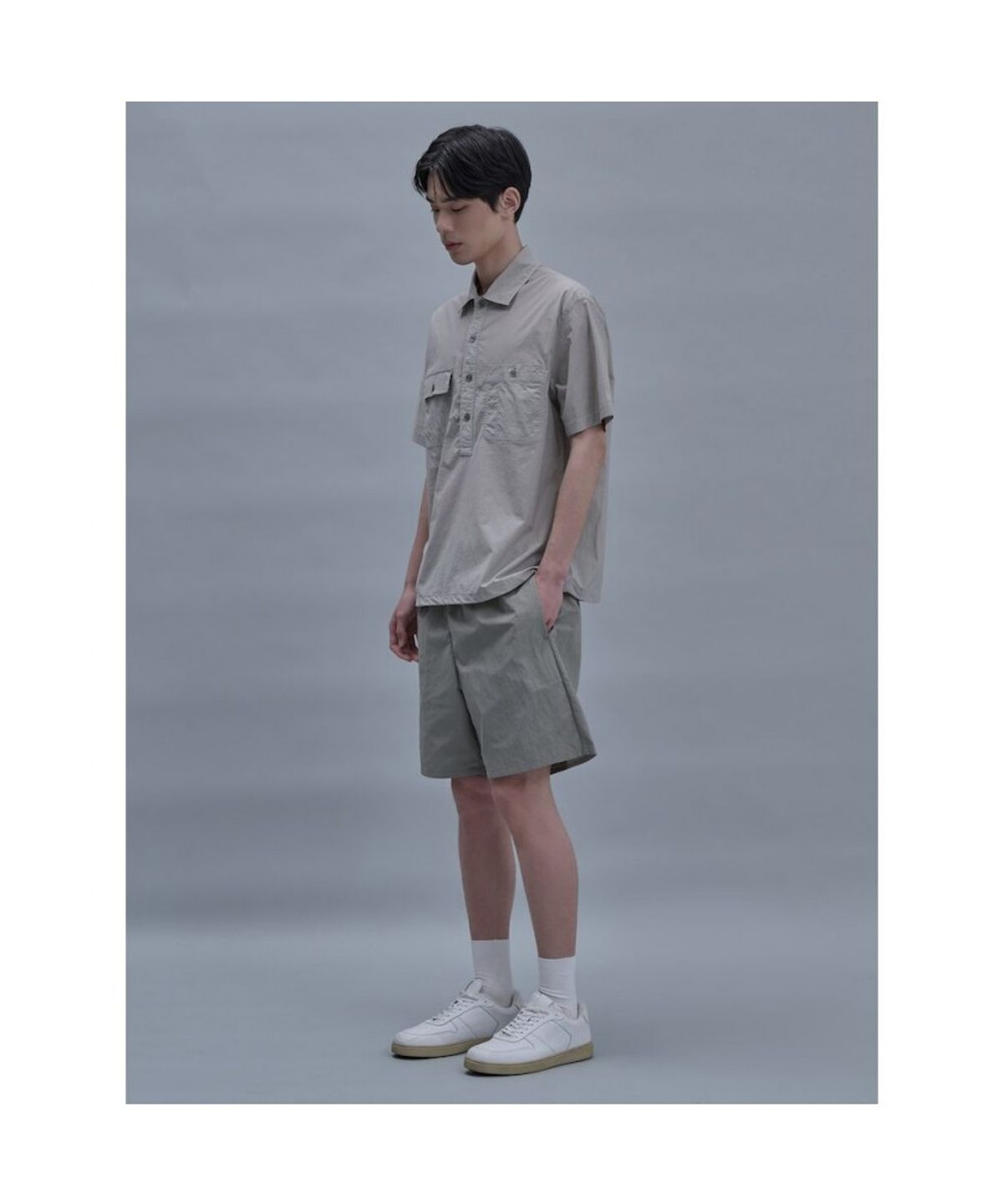 시프트지(SHIFT.G) Nylon Cotton PullOver Cloud Shirts  Light Grey