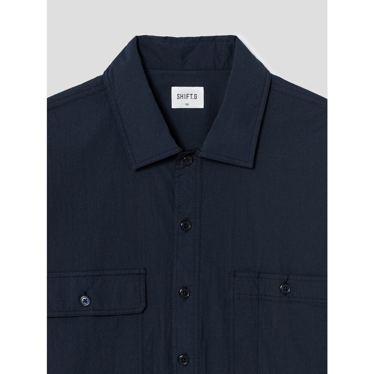시프트지(SHIFT.G) Nylon Cotton PullOver Cloud Shirts  Navy