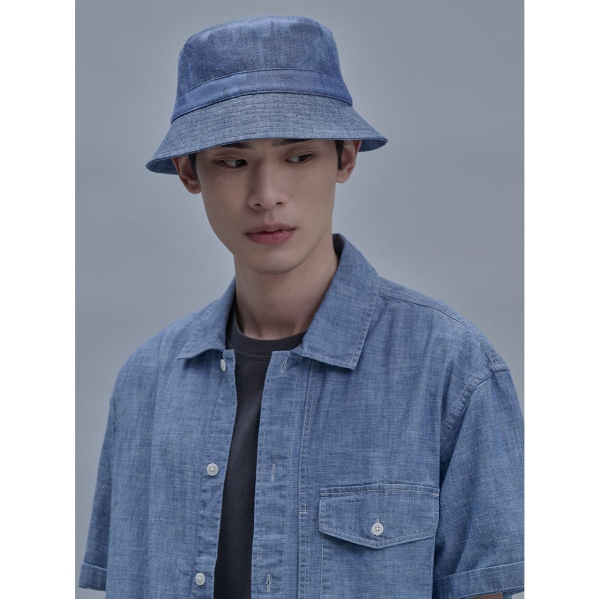 시프트지(SHIFT.G) HalfSleeve Denim Zoom In Shirts  Blue