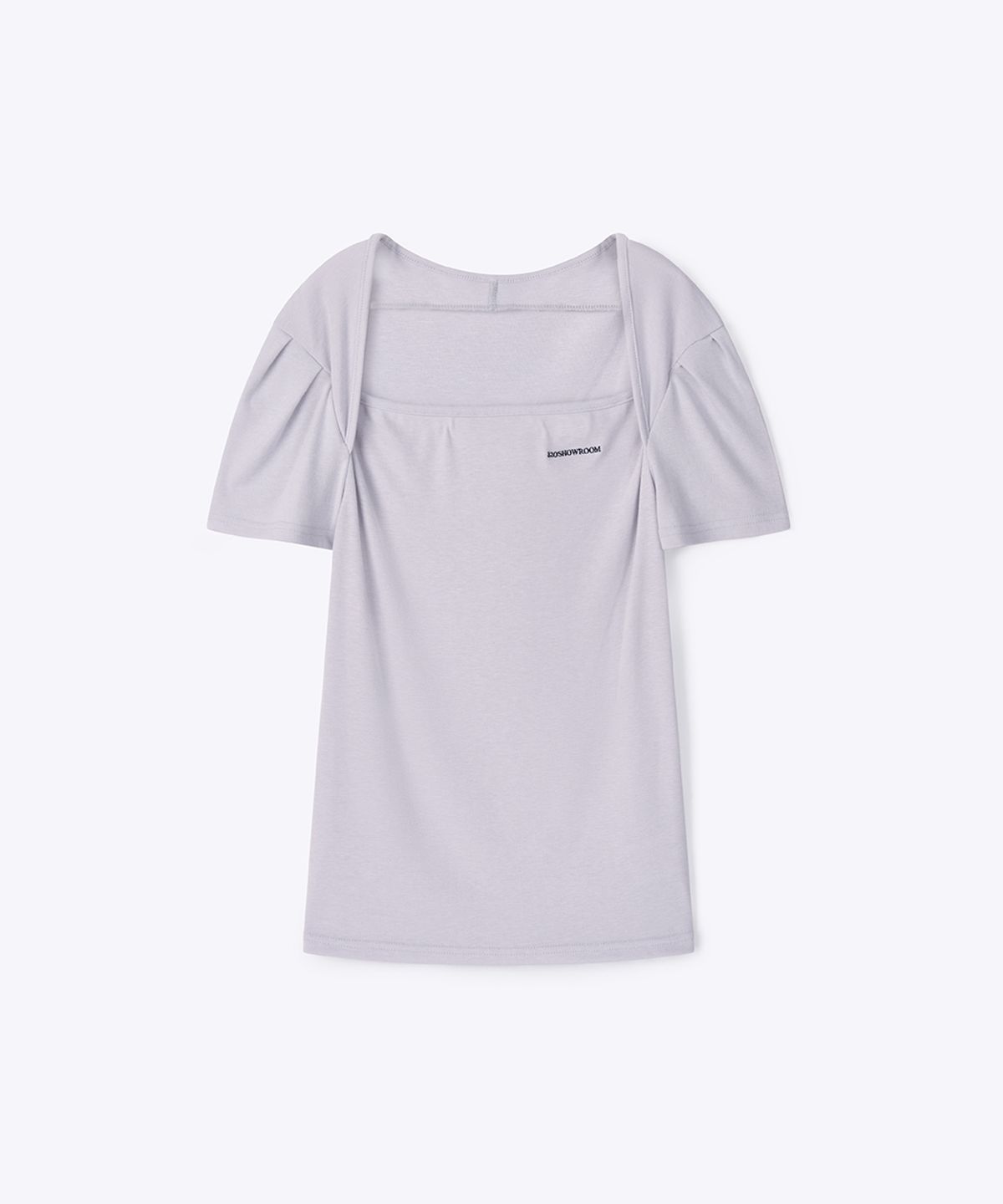 320쇼룸(320SHOWROOM) Eddy Square Neck Embroidered Tee Gray