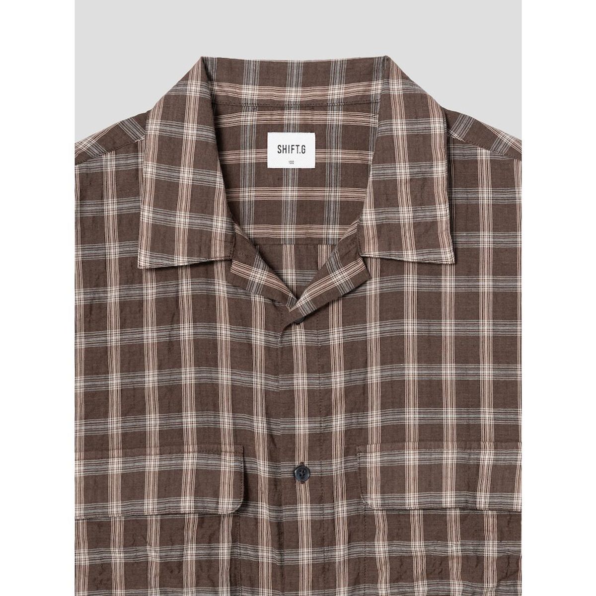 시프트지(SHIFT.G) Check Pattern Cloud Shirts  Brown
