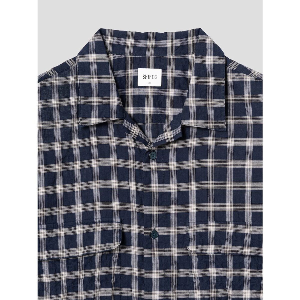 시프트지(SHIFT.G) Check Pattern Cloud Shirts  Navy