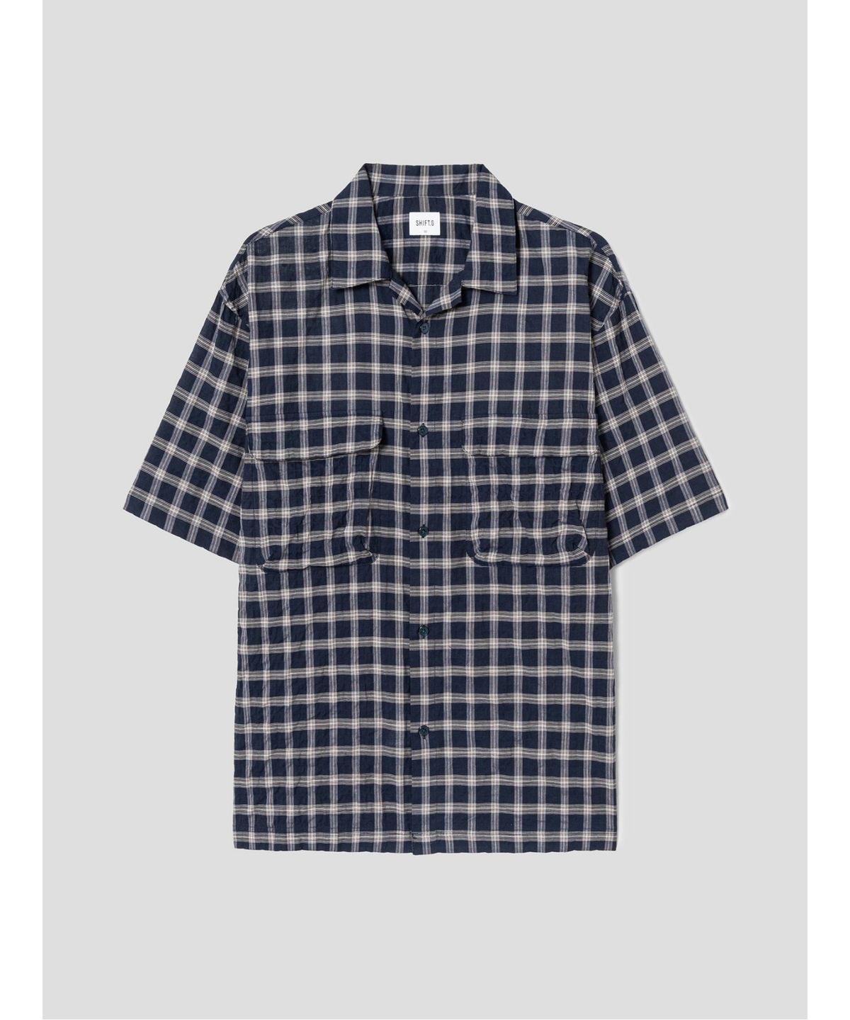 시프트지(SHIFT.G) Check Pattern Cloud Shirts  Navy