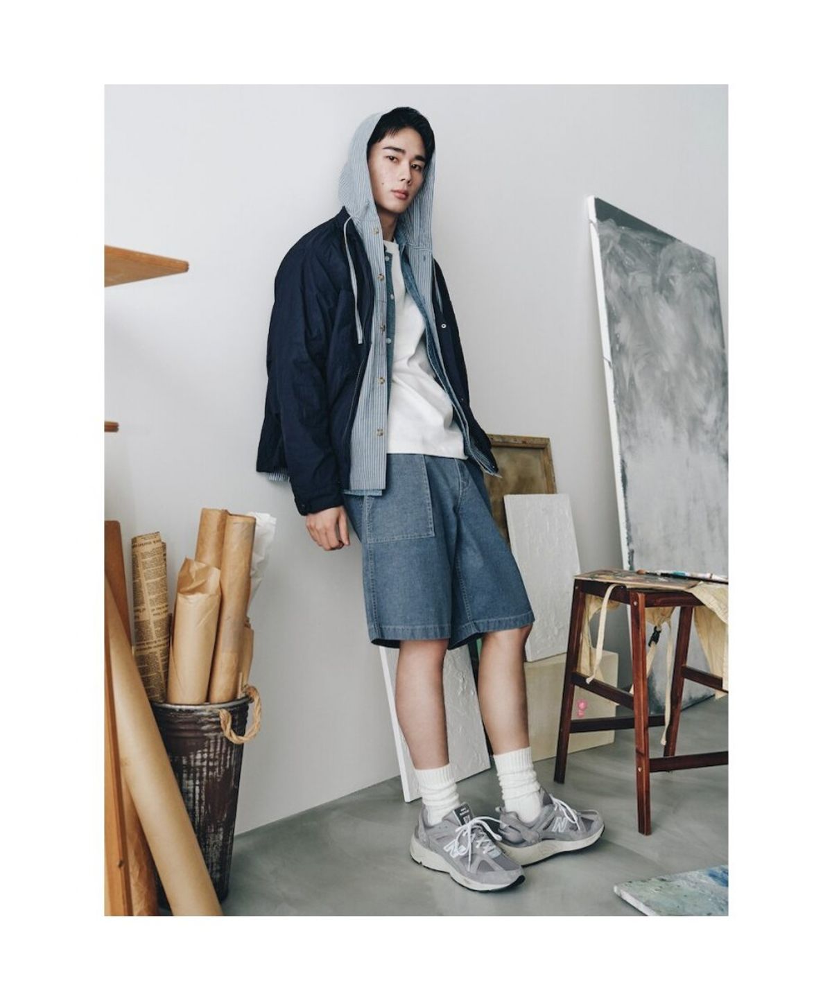 시프트지(SHIFT.G) Denim Fatigue Shorts  Blue