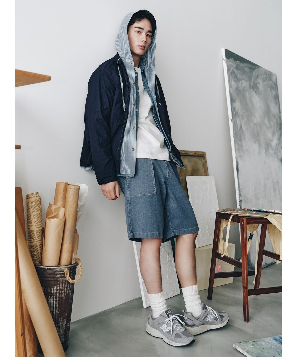 시프트지(SHIFT.G) Denim Fatigue Shorts  Blue