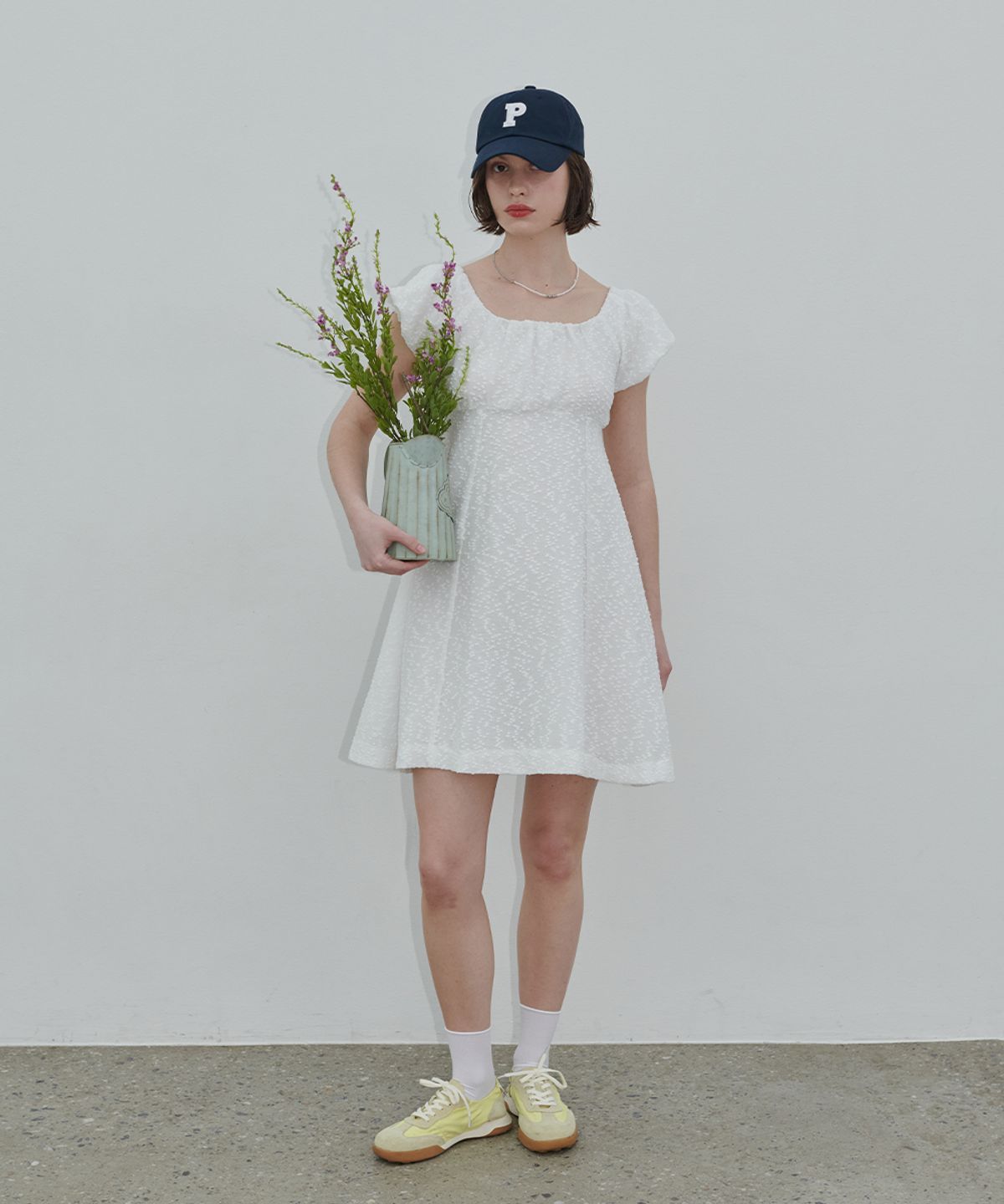 320쇼룸(320SHOWROOM) Livia Mini Puff Sleeve Vintage Dress White