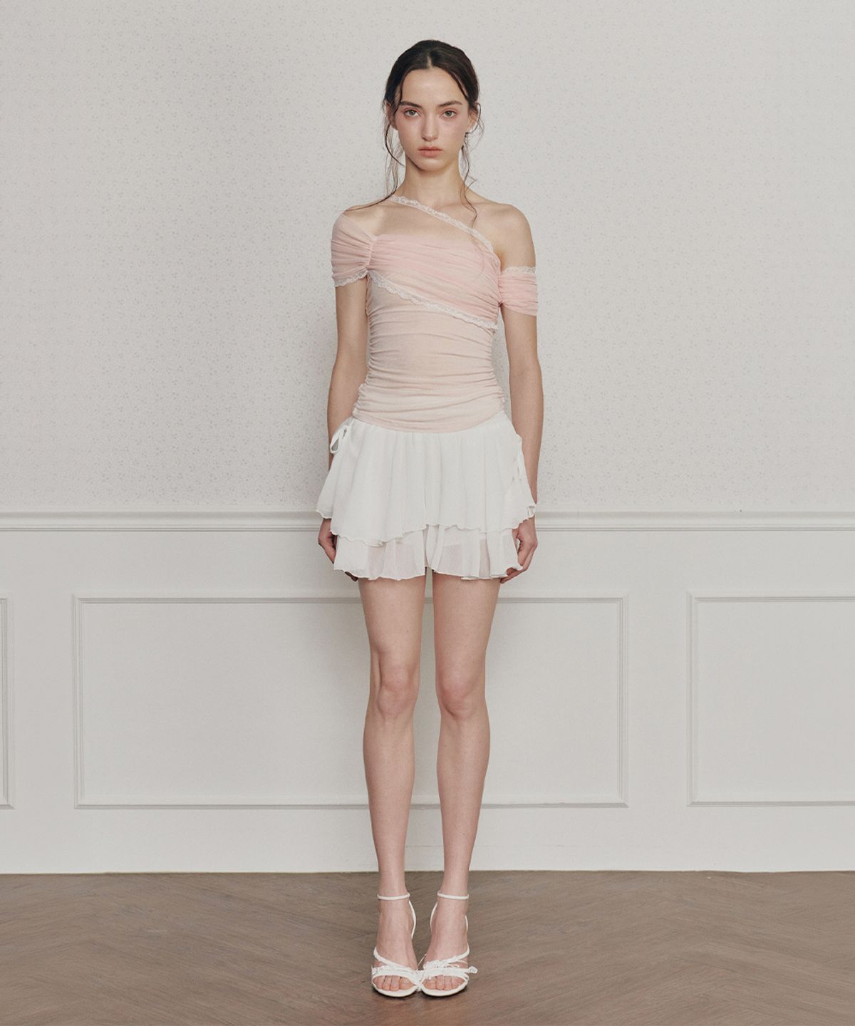 페인오어플레져(PAINORPLEASURE) MAGNOLIA FRILL SKIRT white