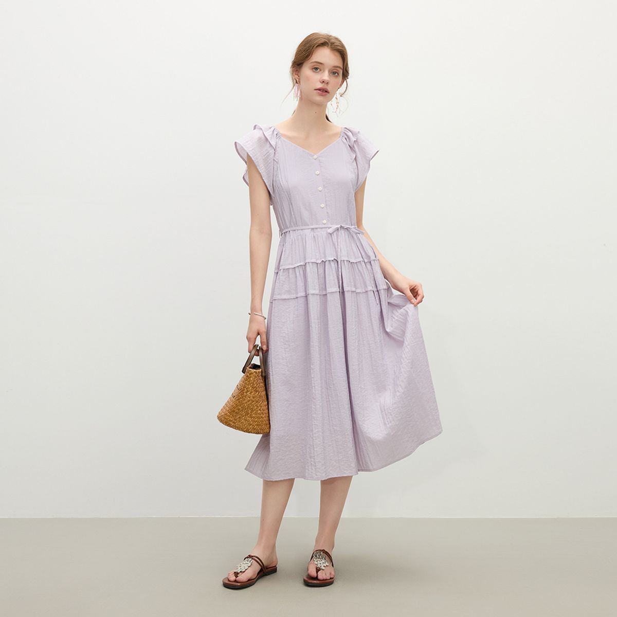 웬스데이딜라잇(WEDNESDAY DELIGHT) WD_Elegant frill sleeve dress