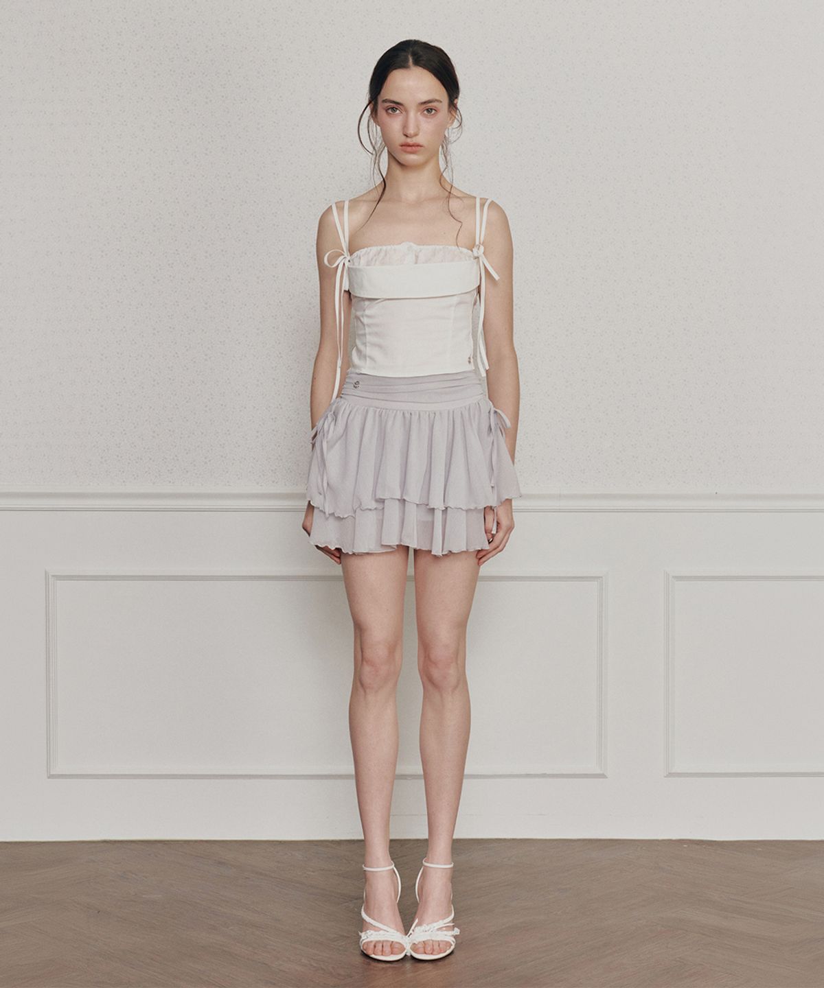 페인오어플레져(PAINORPLEASURE) MAGNOLIA FRILL SKIRT grey