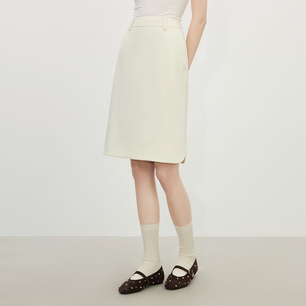 웬스데이딜라잇(WEDNESDAY DELIGHT) WD_Simple temperament skirt