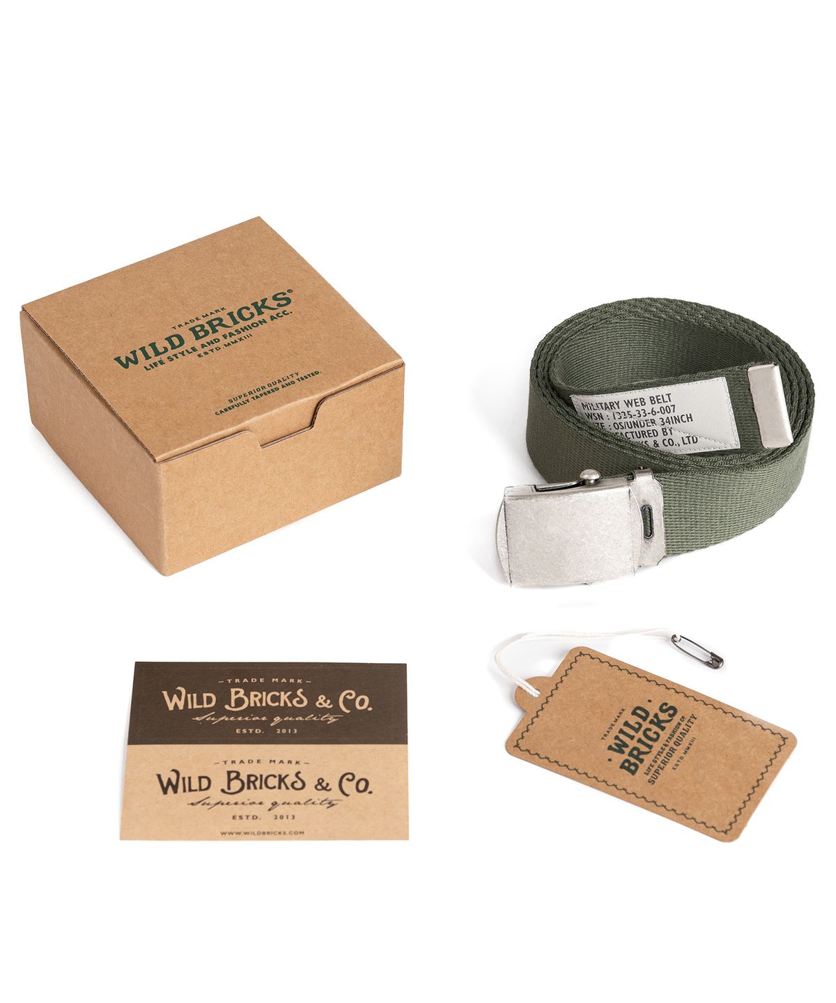 와일드 브릭스(WILD BRICKS) W23 MILITARY WEB BELT (olive green)